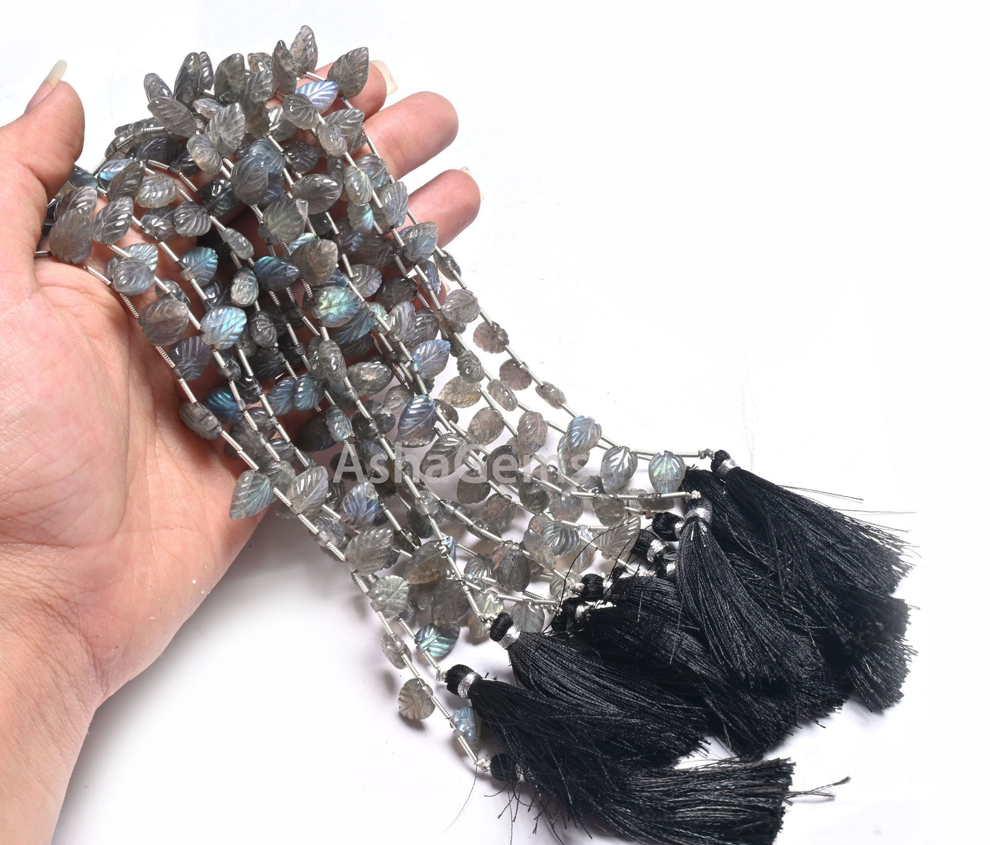 Fine Natural Blue Fire Labradorite Fancy Leaf Shape Carving Beads,8" Flashy labradorite handmade Carved Pear Gemstone Teardrop Bead Jewelry