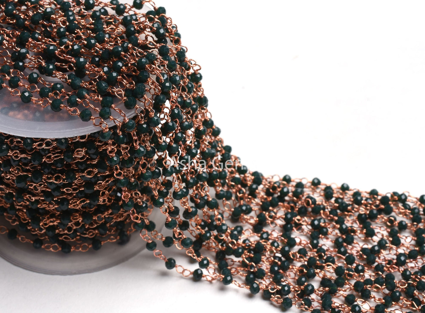 1,3,5,10,50 Ft Green Emerald Hydro Faceted Rondelle Beaded Rosary Chain,Silver,Rose Gold Plated Wire,Jewelry Making Finding,Chain 3-3.5mm