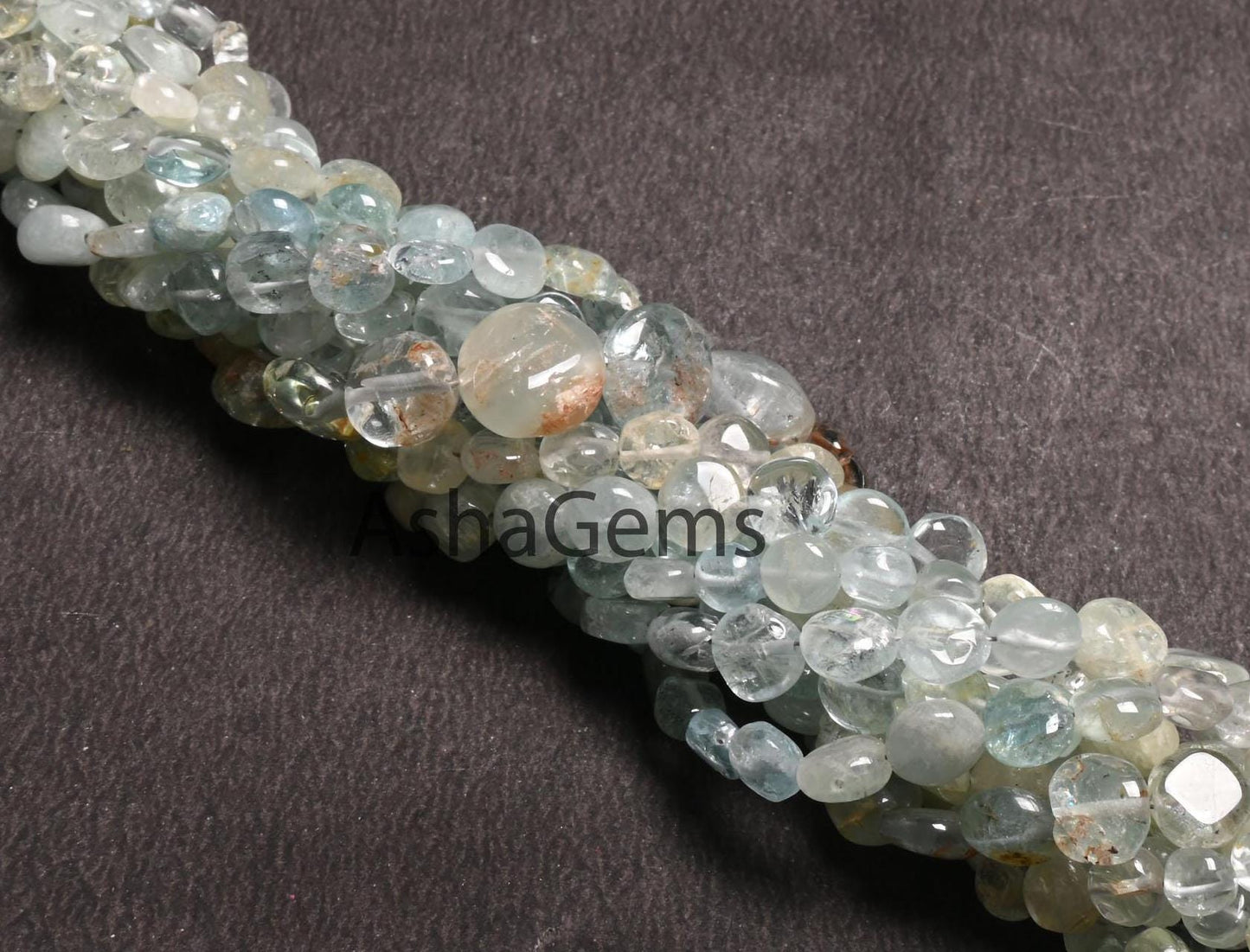 Aquamarine Beads, Light Aqua Blue Aquamarine Plain Handmade Coin Beads Gemstone Smooth Coin Uneven Shape Beads For Jewelry Making Crafts 8"
