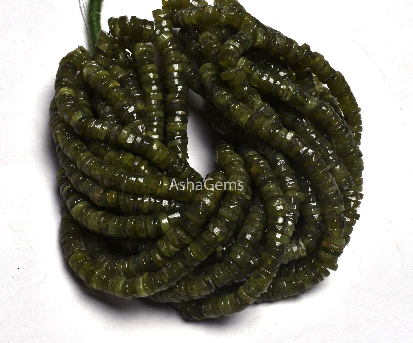Natural Green Vessonite Smooth Heishi Tyre Gemstone beads,6mm Vessonite Plain Wheel Shape Beads Strand Bessonite Beads For Jewelry SALE