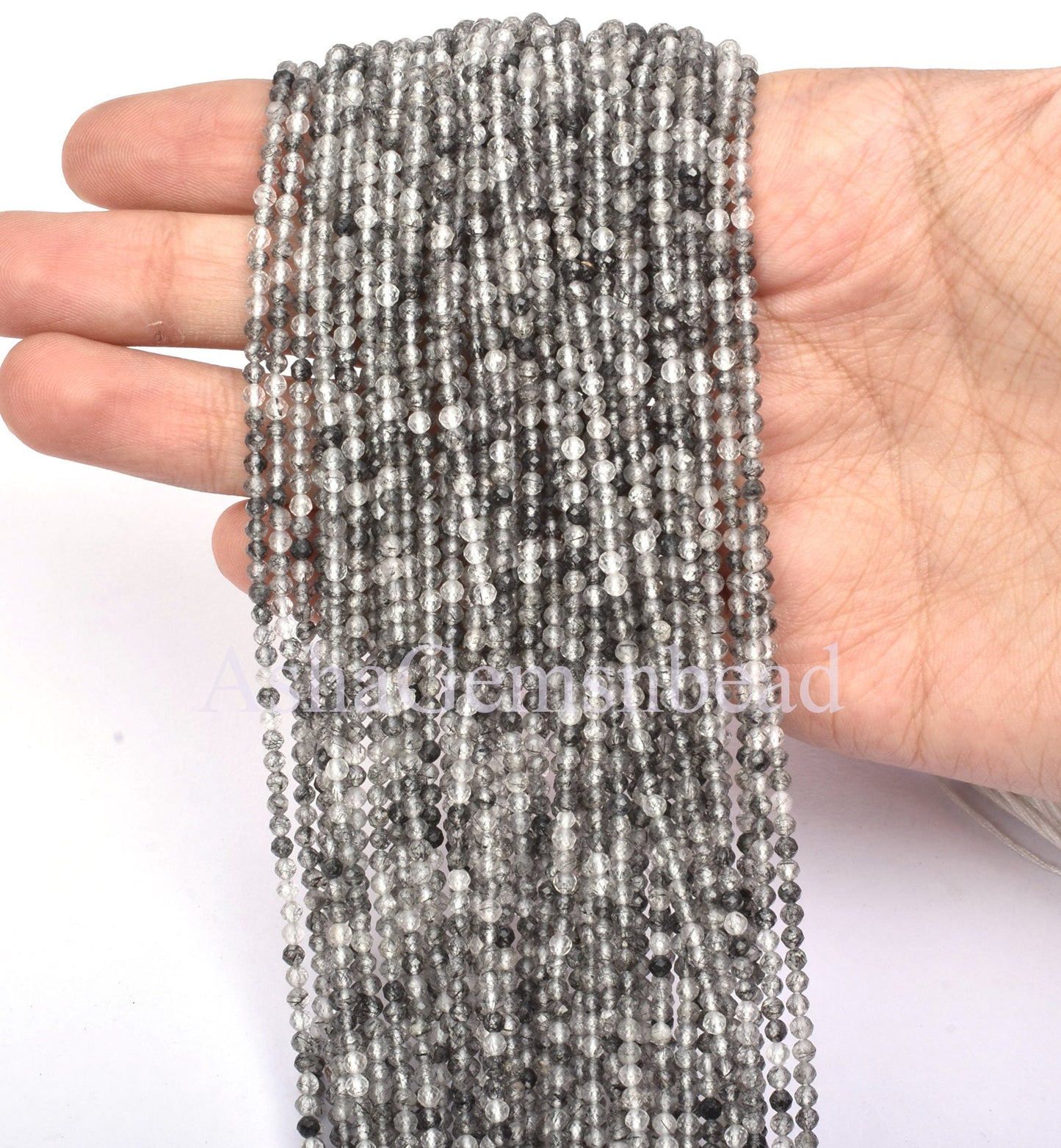 AAA Quality Black Rutile Faceted Micro Cut Beads,2.5mm Natural Rutilite Machine Cut Rondelle Gemstone Beads,13" Rutile Bead Necklace Jewelry