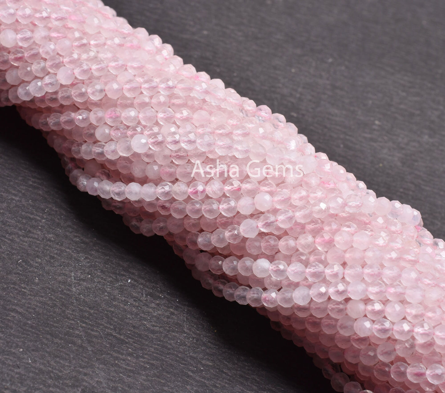 3.5 mm Natural Pink Rose Quartz Micro Faceted Round ball Beads, Fine Rose Quartz Machine Cut roundelle Gemstone Beads Rose quartz Jewelry