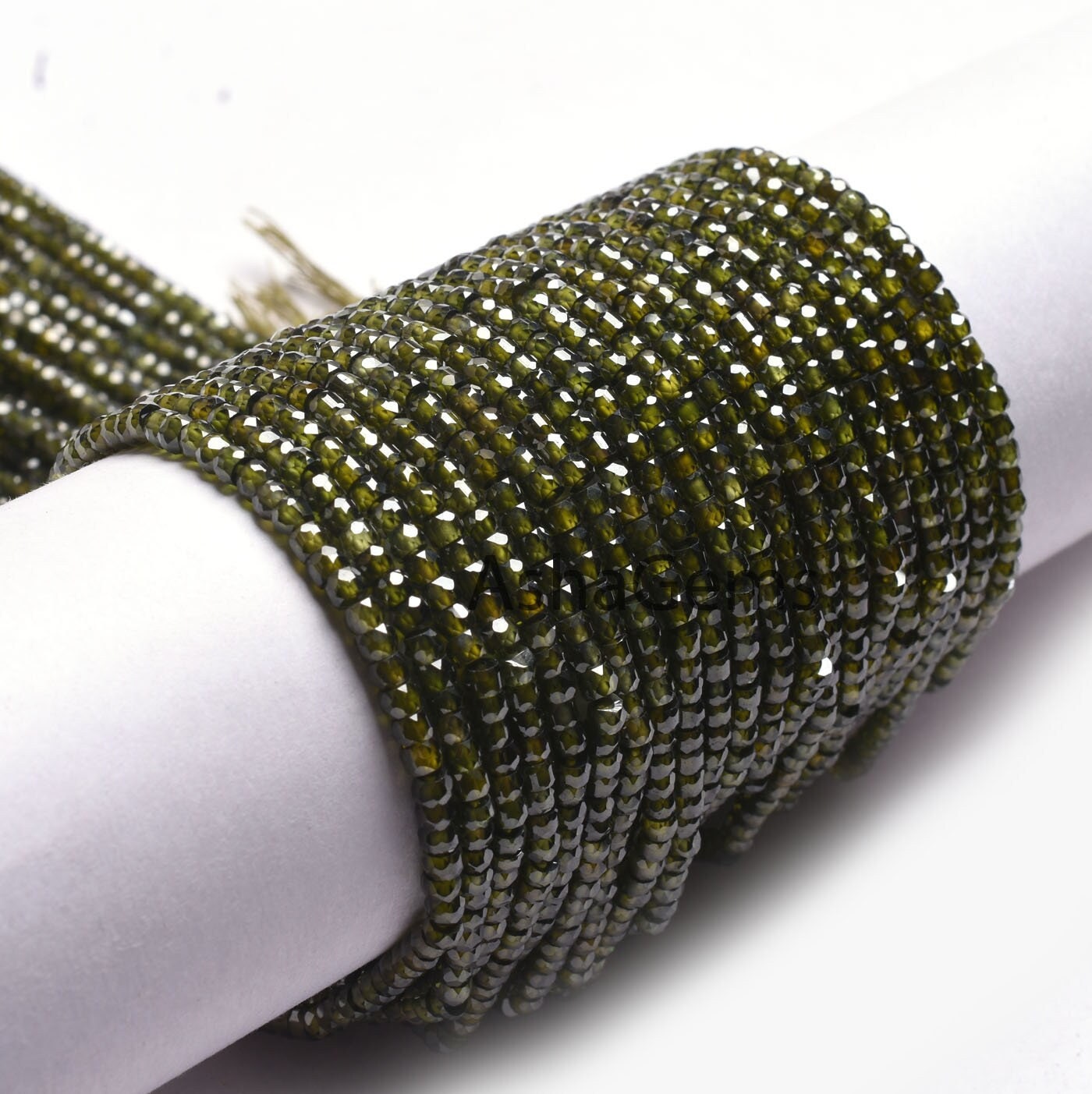 13" Strand Zircon Faceted Beads,3 mm Green Cubic Zirconia Micro Faceted Beads, AAA Hina Green Zircon Machine Cut Rondelle Beads Jewelry SALE
