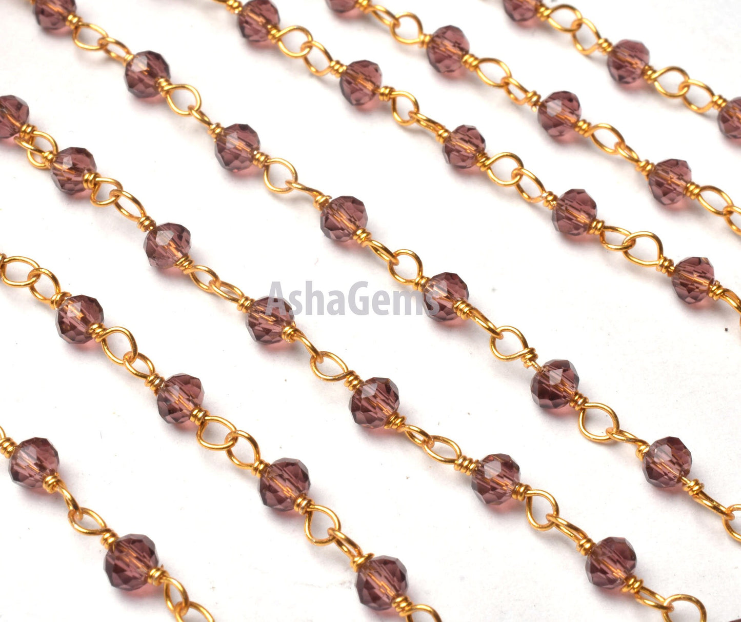 Beautiful Purple Garnet Hydro Faceted Rondelle Beads Rosary Chain By Feet Jewelry Making Chains Gold Plated Wire Wrapped Beaded Rosary Chain