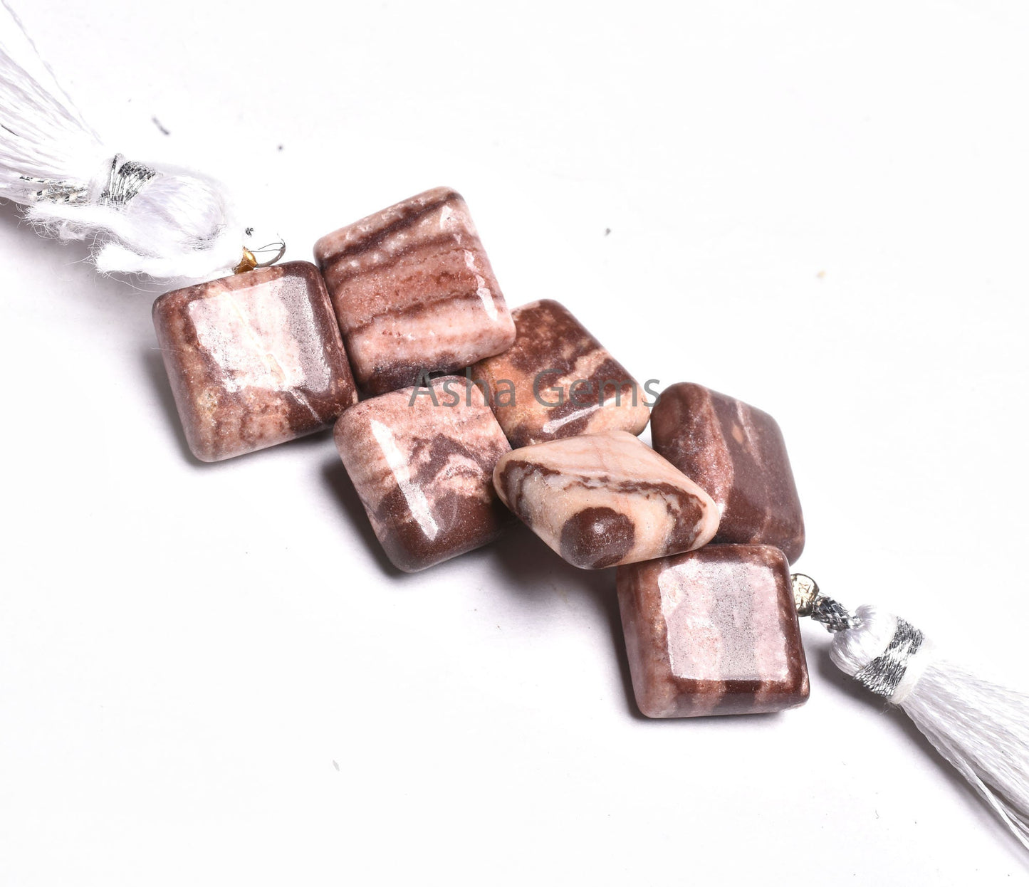 11-12 mm Natural Brown Jasper Fancy Square shape Side Drill Beads,7 Piece Strand Natural Picture Jasper Smooth Handmade Square Gemstone Bead