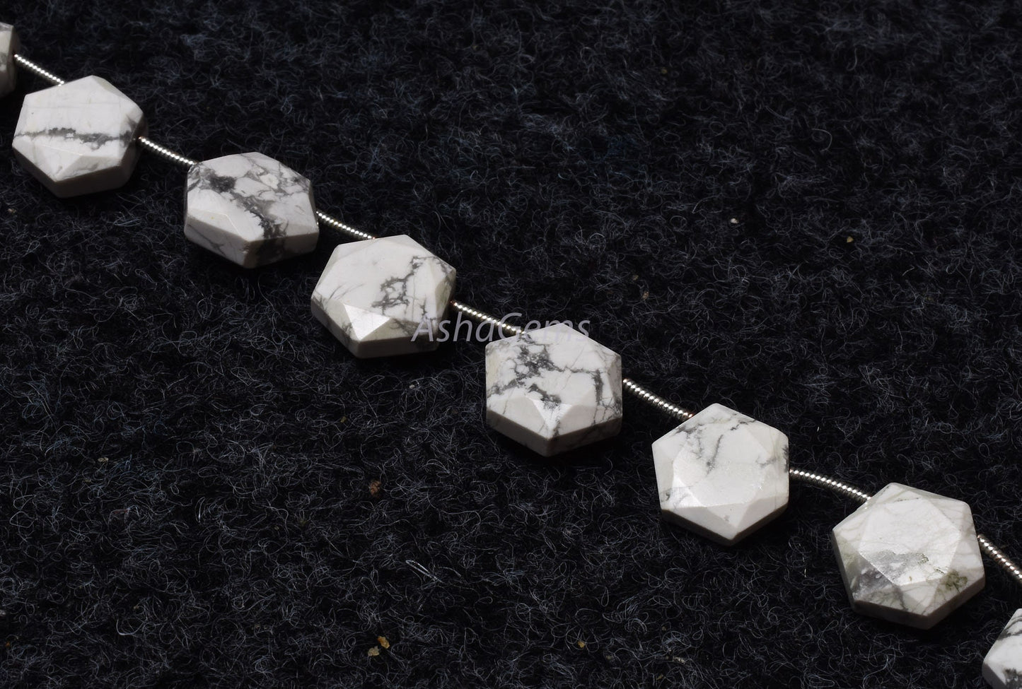 12 Piece strand Howlite Faceted Fancy Shape Gemstone beads, White Howlite Hexagon Beads, howlite 6 Corner Briolette Bead For Jewelry crafts