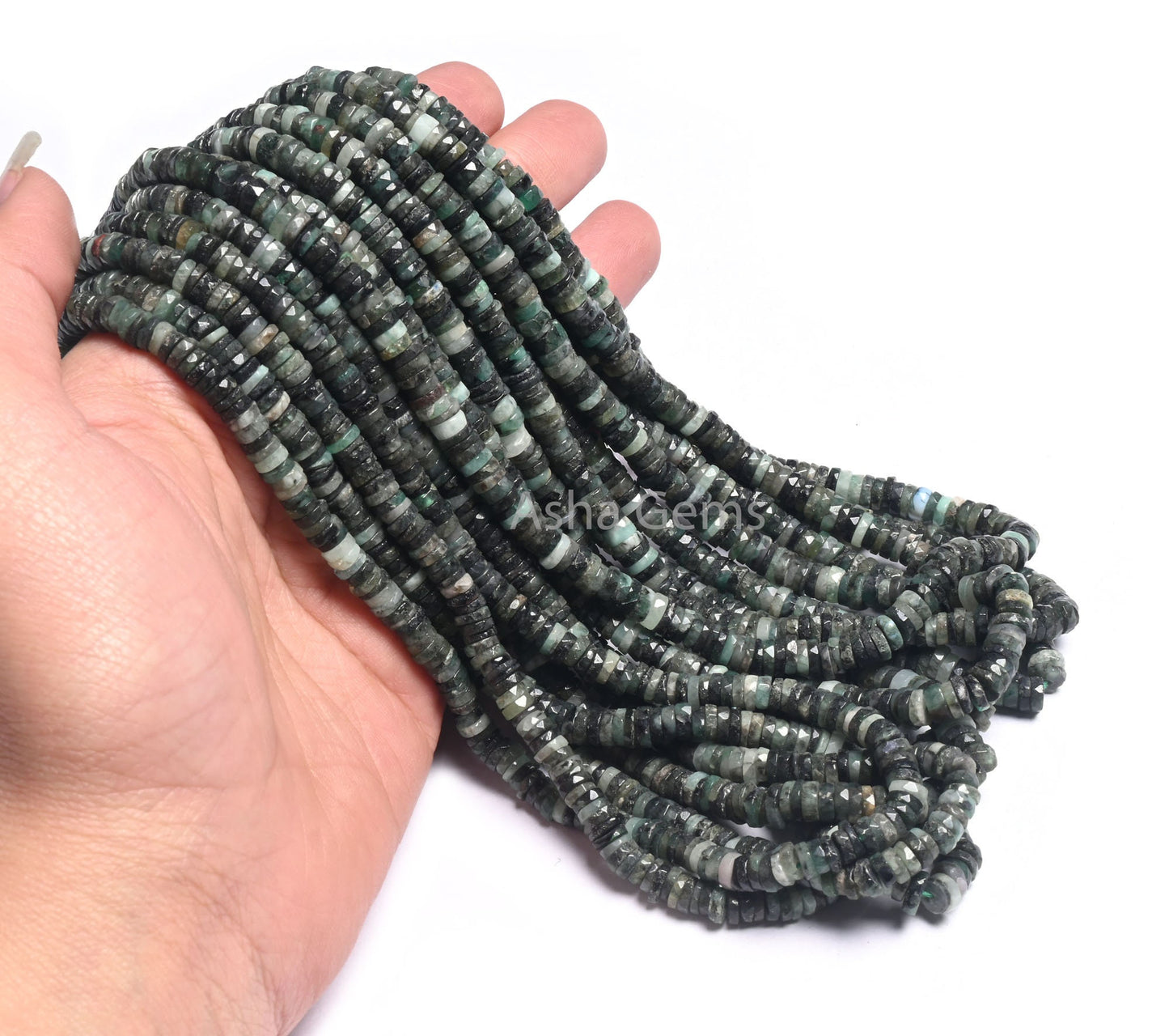 Natural Emerald Faceted Tyre Shape Beads, Sakota Emerald Shaded Indian Cut Heishi Tyre Gemstone Beads, Emerald Disc Bead Jewelry Making SALE