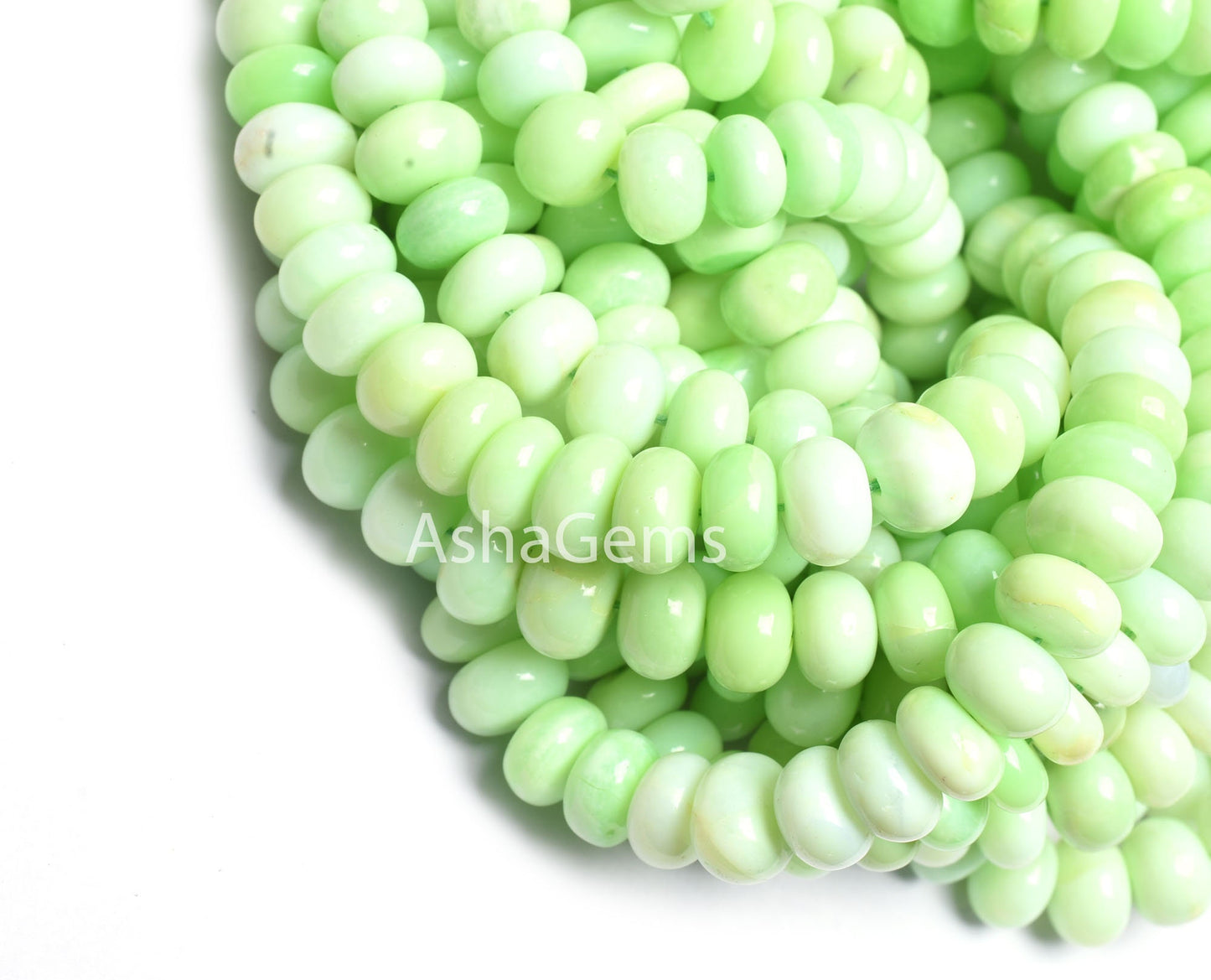 Beautiful Green Parrot Opal Smooth Rondelle gemstone Beads,16"Strand,8,10 mm Shaded Green Opal Plain handmade Beads Opal Bead Jewelry Crafts