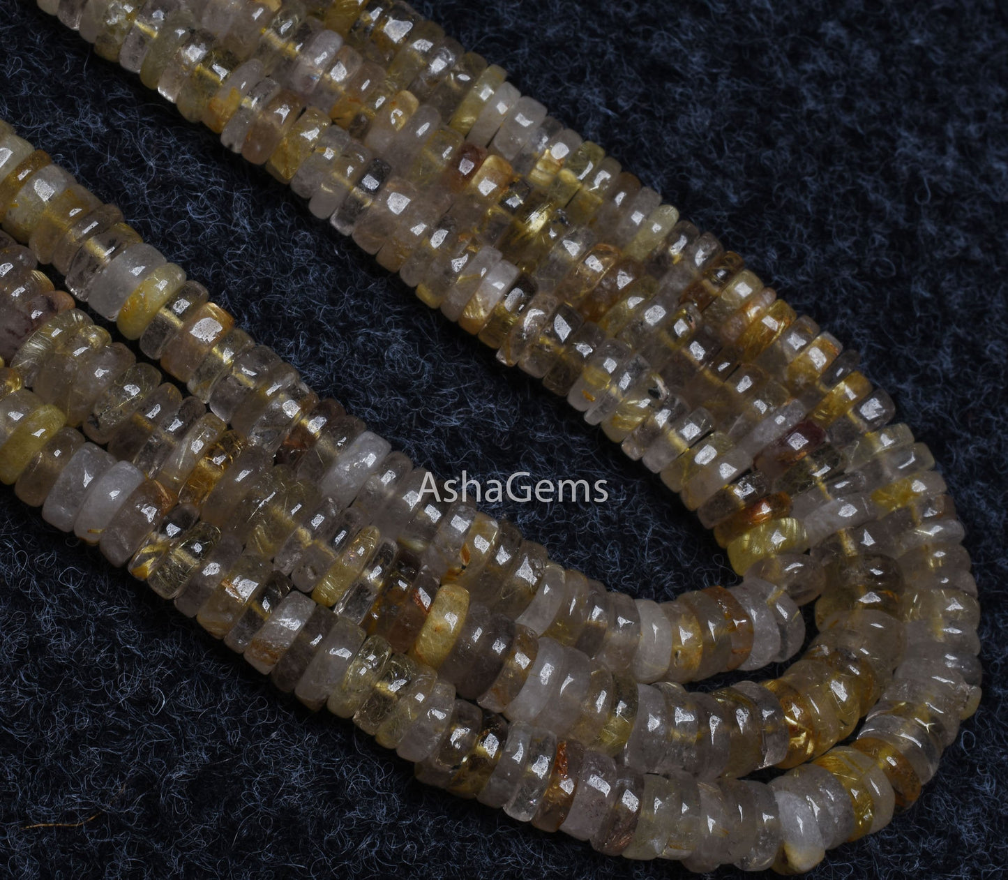 Natural Golden Rutile SmoothTyre Shape Beads,8 mm Rutile Plain Heishi Tyre Beads, Golden Rutile Beads Flat Wheel Shape Gemstone Bead Jewelry