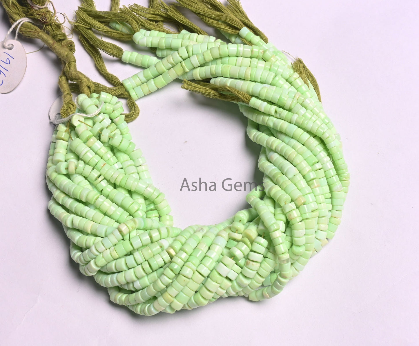 Beautiful Mint Green Opal Smooth handmade Tyre Shape Beads,13" parrot Green Opal wheel Gemstone Center Drill Beads, Fine Opal Beads Jewelry