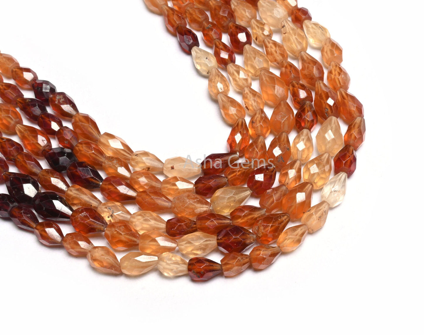 Beautiful Hessonite Garnet Faceted Drops Beads, Natural Hessonite Shaded Teardrop Straight Drill Gemstone garnet Beads Jewelry Makings Craft (AG 18491)