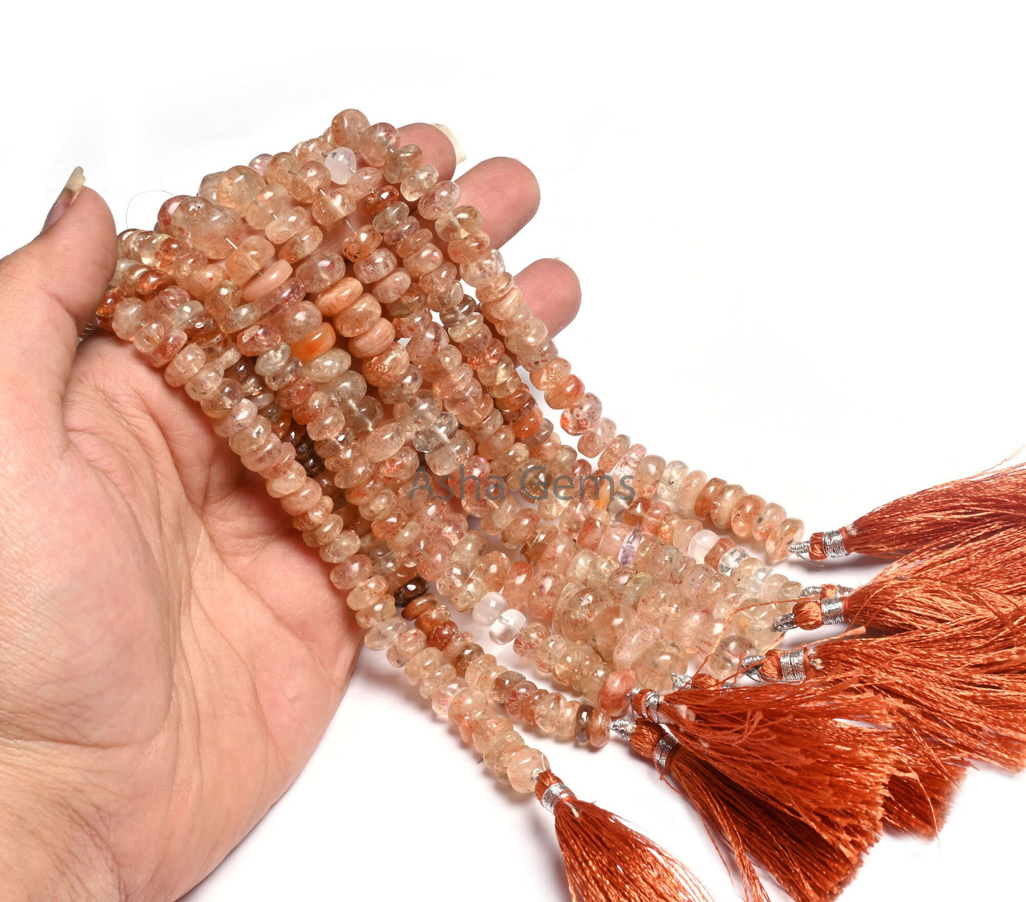 Natural Sunstone Rondelle Shape Gemstone Loose Beads, Shaded Red Sunstone Uneven Handmade Rondelle Beads, Sunstone bead Jewelry Making Craft