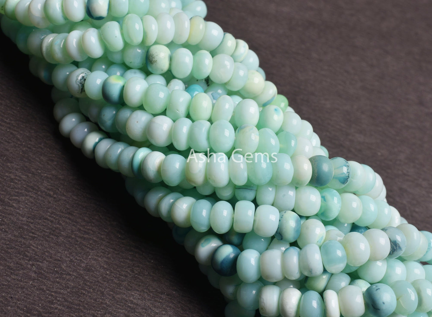 7 mm Fine Sea Green Opal Smooth Rondelle Shape Beads, Shaded Opal Plain Handmade Gemstone Roundelle Bead, Opal Beads Jewelry Handicraft SALE