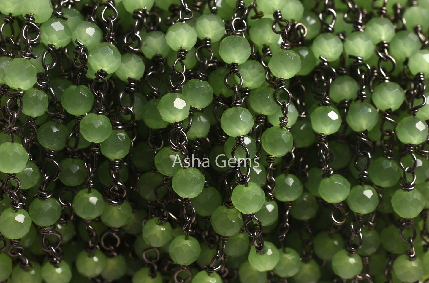 1,3,5,10,50 Feet Chain Green Quartz Hydro Faceted Beads Rosary Chain Gunmetal Black Plated Wire Wrap Beaded Rosary Chain Jewelry Crafts SALE