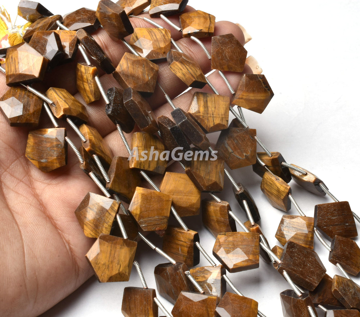 Beautiful Tiger Eye Fancy 5 Corner Heart Shape faceted Beads,8" Strand Tiger Eye fancy Briolette Side Drill Gemstone Bead Jewelry Craft SALE