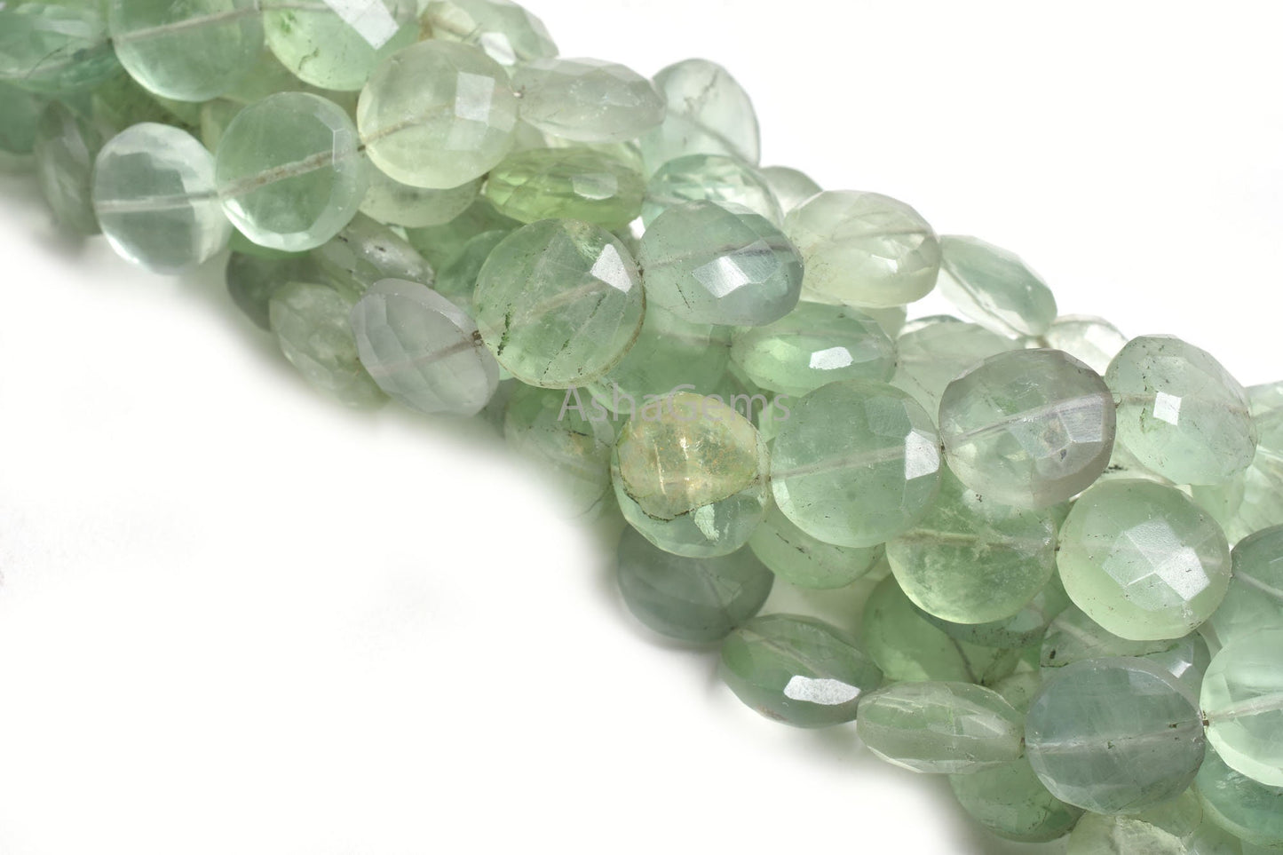 11 mm Beautiful Fluorite faceted Coin Gemstone Beads,8" Strand Natural Light Green Fluorite Coin Briolette Straight Drill Bead Jewelry Craft