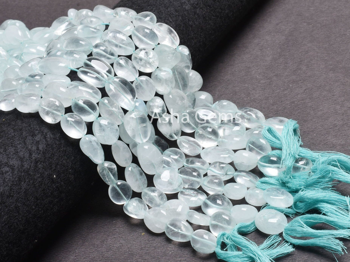 13" Strand Blue Aquamarine Smooth Handmade Nugget Gemstone Beads, Natural Aquamarine Uneven Tumble Straight Drill Loose Beads Jewelry Crafts (22245)