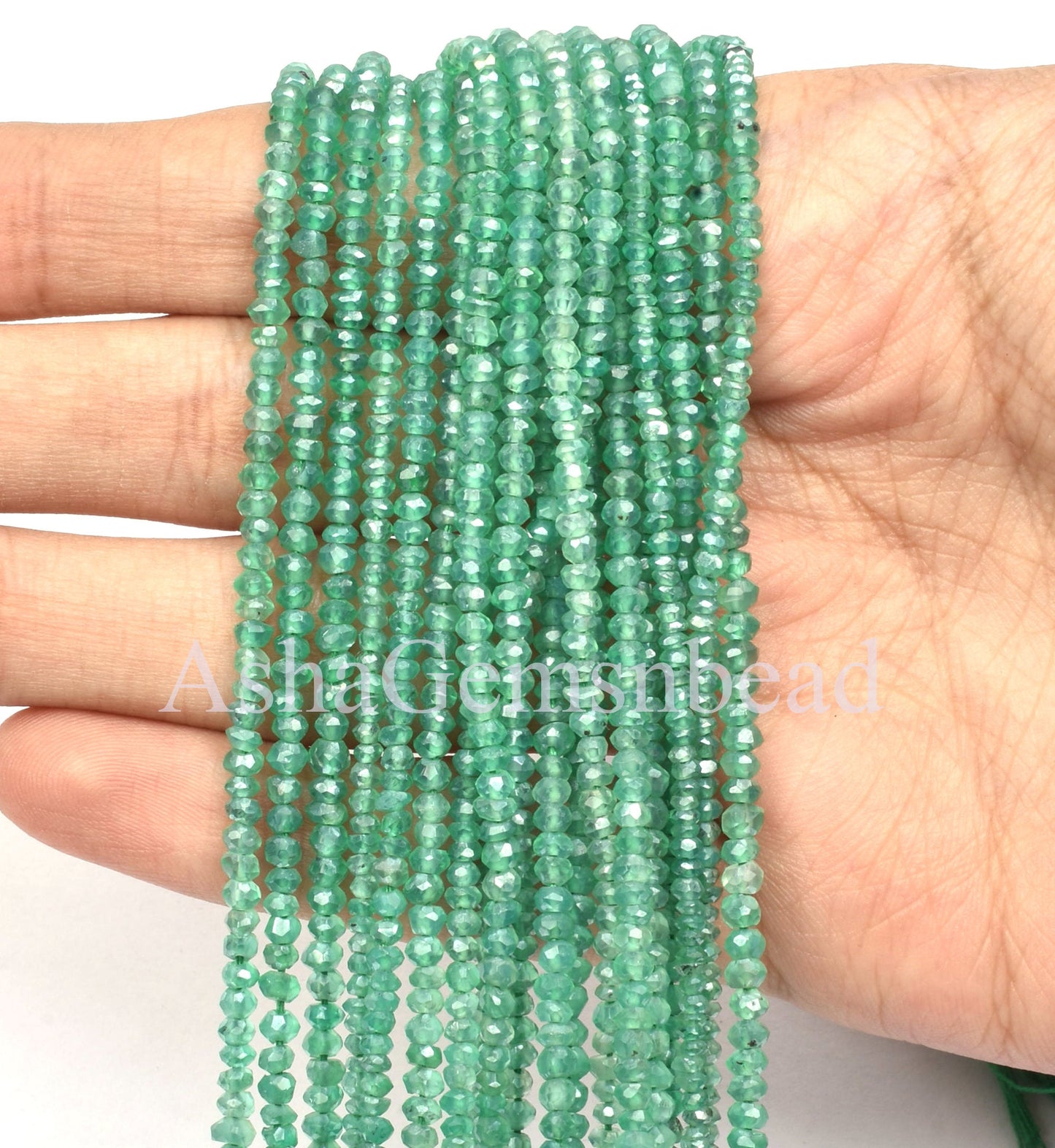 13"Strand Green Onyx Silver Coated Faceted Rondelle Gemstone Beads, AAA Quality Onyx Indian Cut Rondelle Beads Jewelry Making Craft SALE