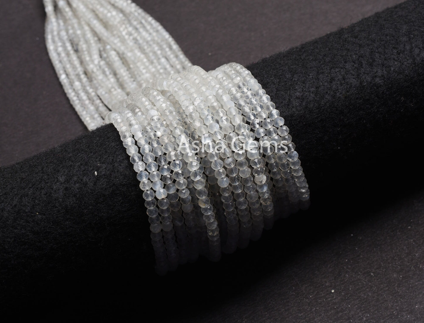 4.25 mm AAA White Moonstone Micro Cut Faceted Rondelle Beads,Top Quality Moonstone Bead,13.5" Rare Translucent White Moonstone Bead Jewelry