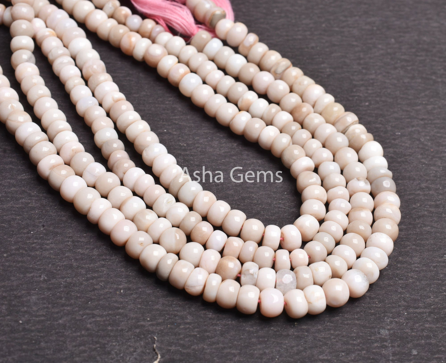 9" Strand Opal Smooth Rondell Shape Beads, Shaded Pink Peach Opal Beads,5.50, 6 mm Bio Pink Opal Plain Handmade Gemstone Beads Jewelry Craft