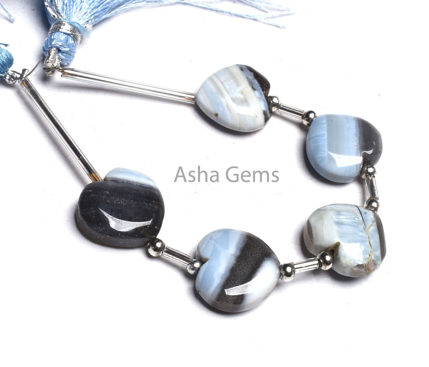 15 mm Blue Boulder Opal Carved Heart Shape smooth Beads, Boulder Opal fancy Carving Heart Straight Drill Beads, Blue Opal Bead Jewelry Craft