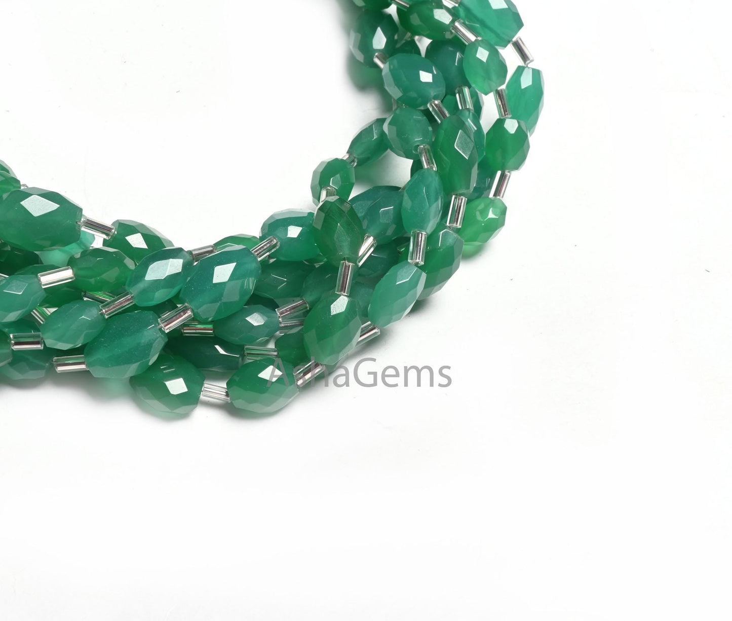 Beautiful Green Onyx Fancy Puff Oval faceted Gemstone Loose Beads110" Green Onyx Indian Cut Oval Briolette Handmade Onyx Beads Jewelry Craft