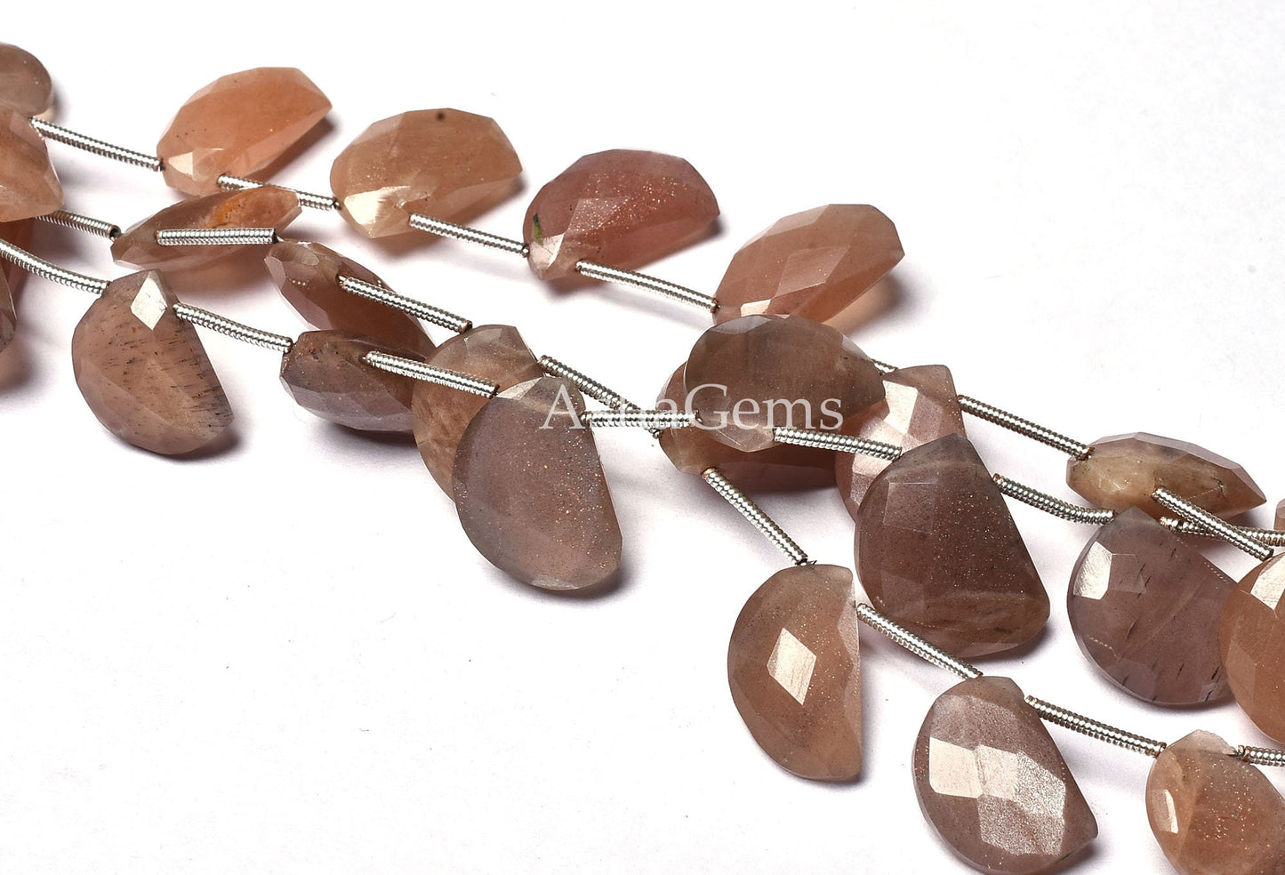 7"Strand Natural Chocolate Moonstone Beads,fancy D Shape Beads,Moonstone Faceted Beads, 10x14-10.5x15 mm Moonstone Checker Cut Bead Jewelry