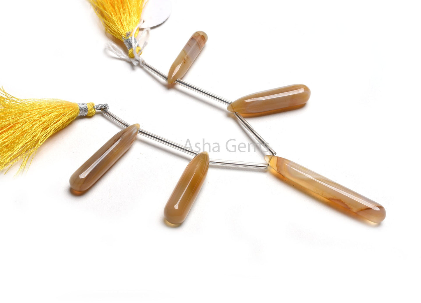 Beautiful Bio Yellow Chalcedony Fancy Long Drop Side Drill Gemstone Beads, Chalcedony Beads Smooth Teardrop Briolette Bead Jewelry Necklace