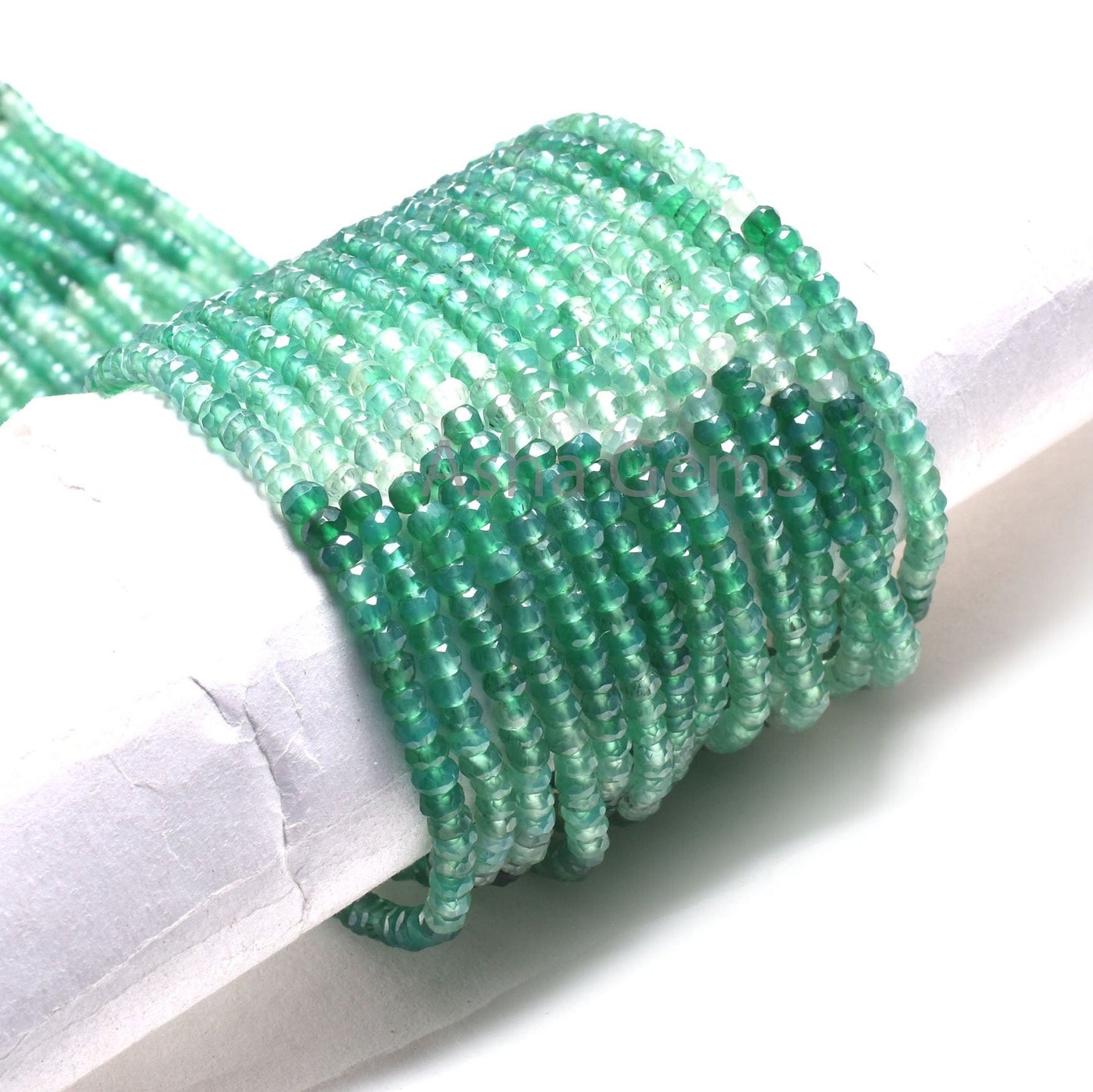 3.5 mm AAA Quality Shaded Green Onyx Faceted Rondelle Beads, Green Onyx Indian Machine Cut Gemstone Beads, Onyx Beads Jewelry Making Crafts