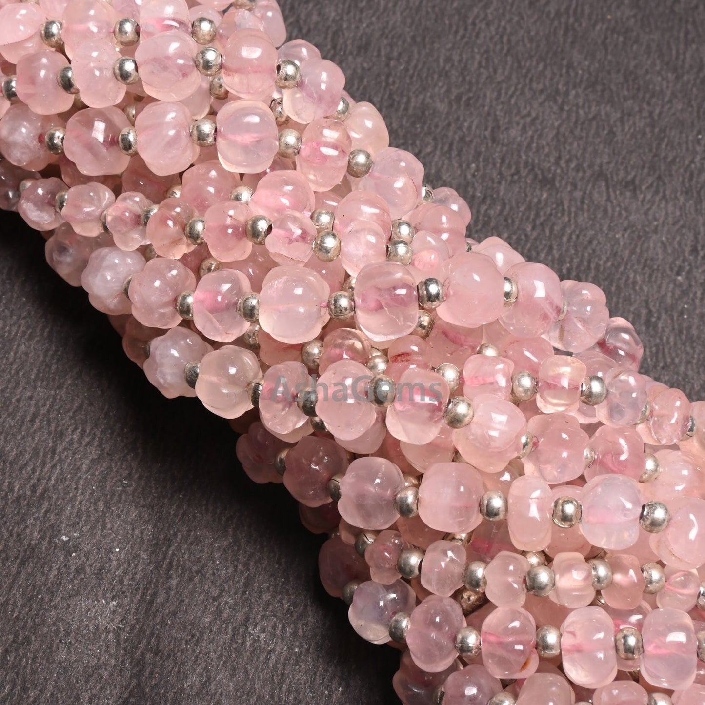Beautiful Pink Rose Quartz Carved Watermelon Handmade Beads Natural Rose Quartz Uneven Rondelle Carving Melon Gemstone Pumpkin Beads Jewelry
