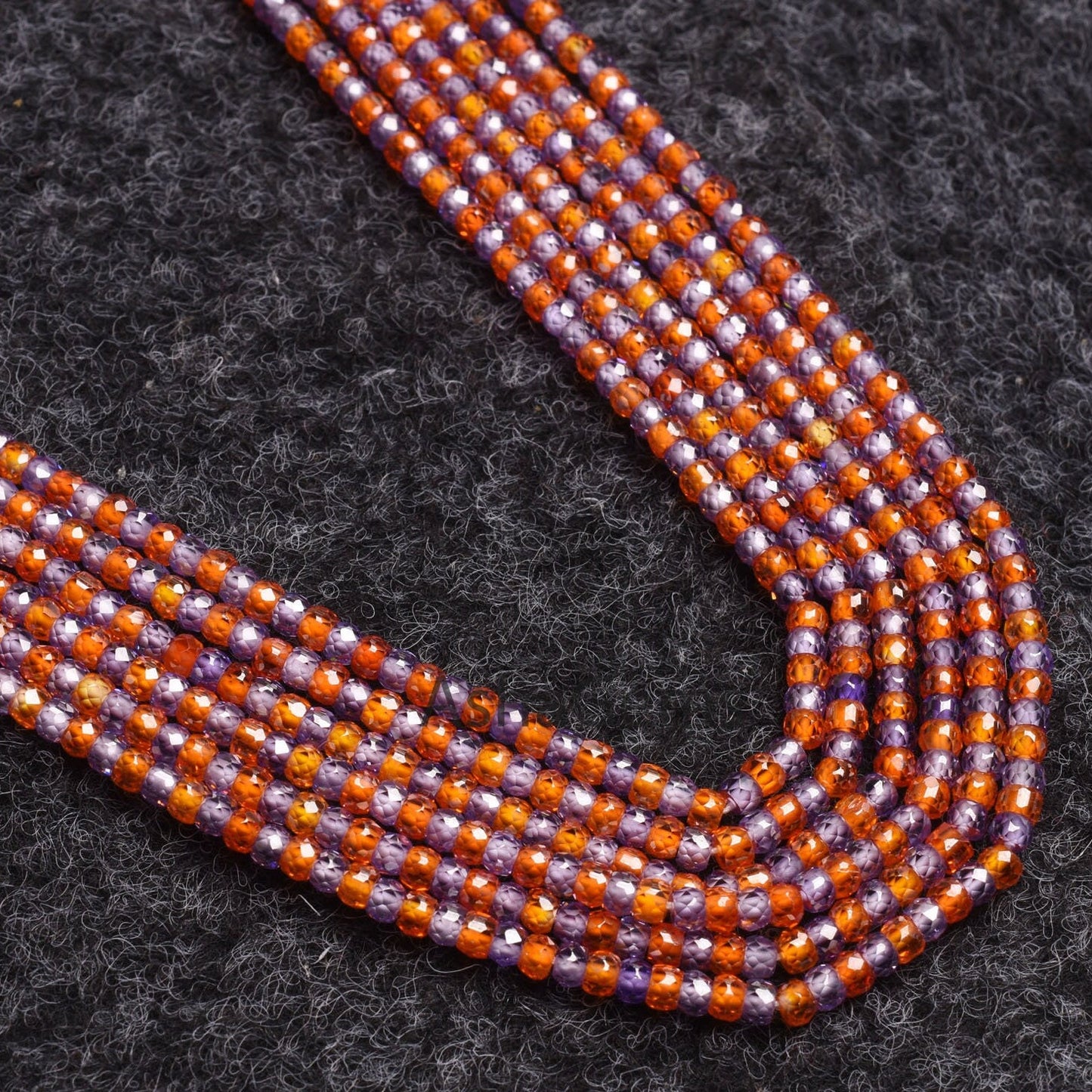 AAA multi orange Blue zircon Faceted Rondelle beads13" Cubic Zircon orange Blue One By One sequence Strand Micro Cut 3mm Zircon Bead Jewelry