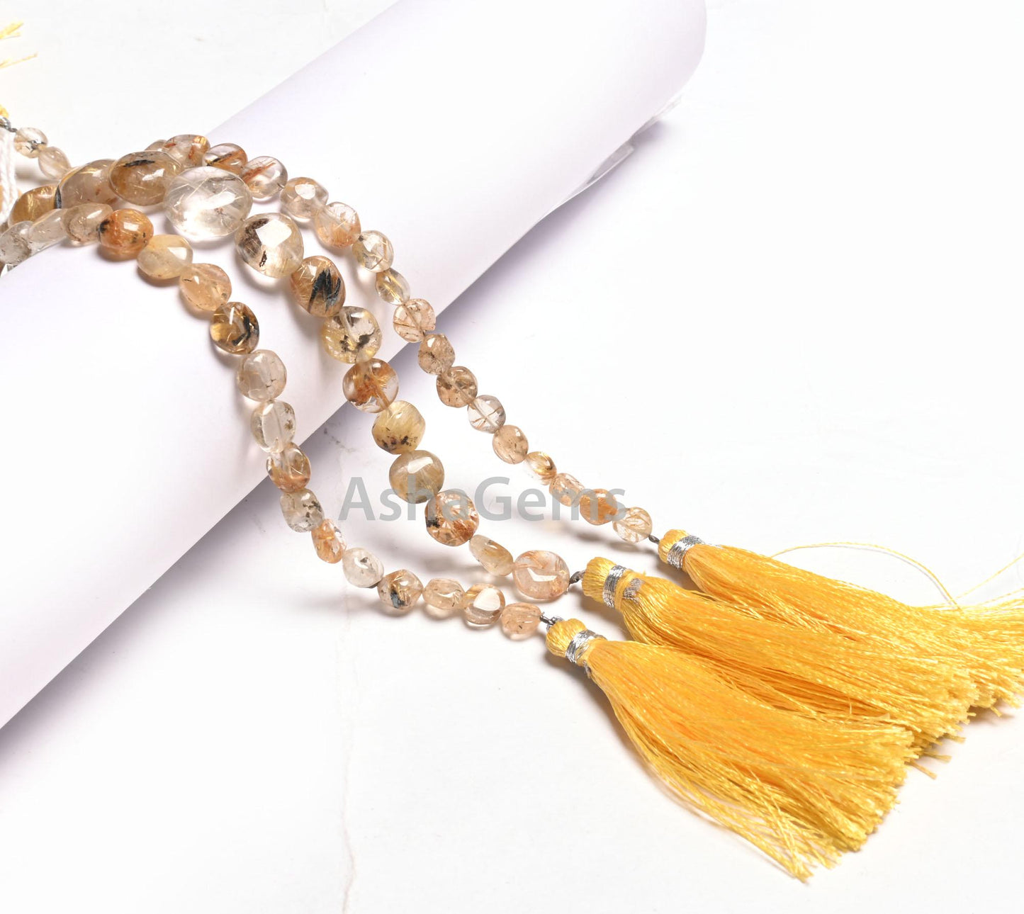 Beautiful Golden Rutile Quartz Smooth Coin handmade Beads,8" Yellow Rutile Coin Shape Straight Drill Gemstone Rutile Bead Jewelry Craft SALE