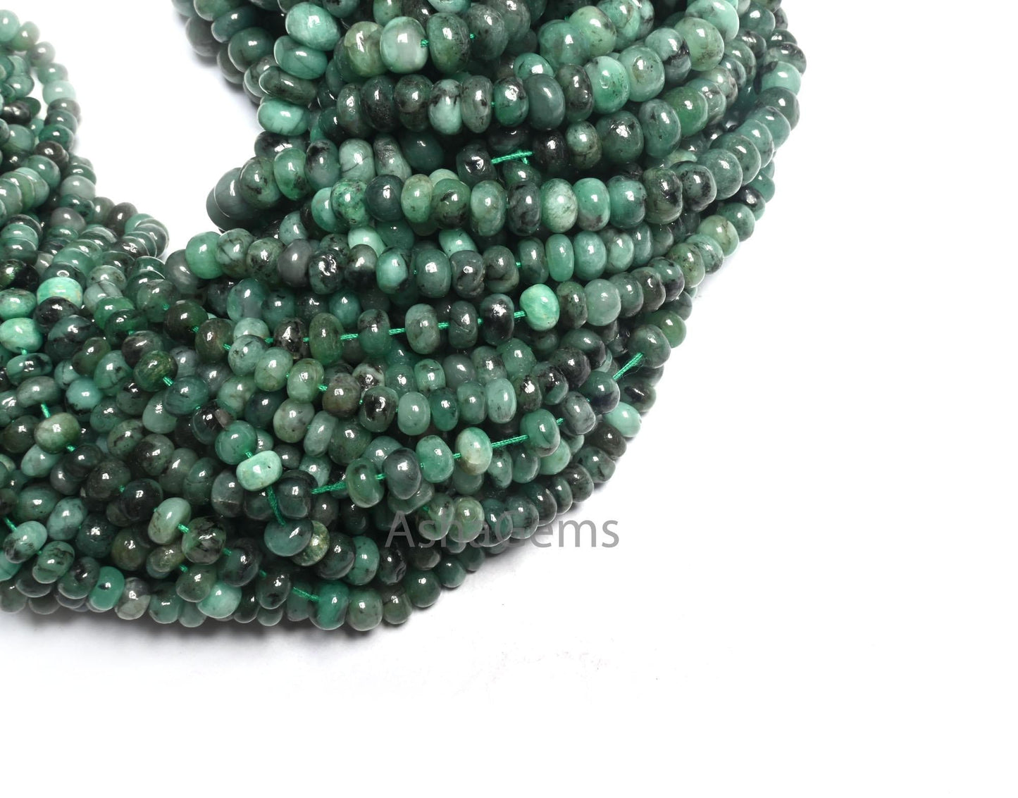 Natural Emerald Smooth Rondelle Gemstone Beads, 9/18" Fine Shaded Green Emerald Plain Handmade Emerald Beads Necklace making Jewelry Crafts (AG 12333)