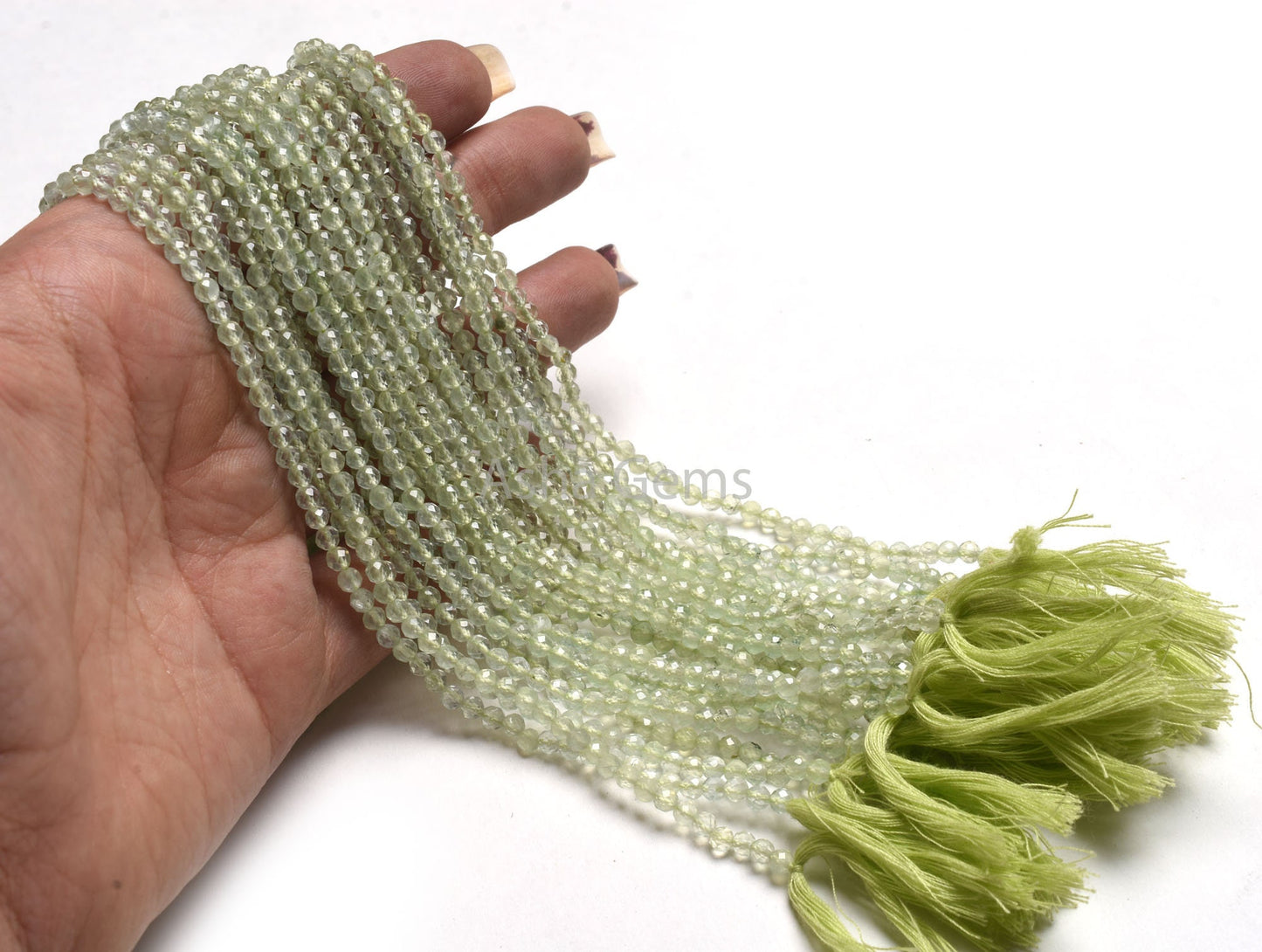 3 mm Top Quality Prehnite Machine Cut Gemstone Beads,13" Strand Natural Green Prehnite Micro Cut Faceted Rondelle Bead Prehnite Bead Jewelry