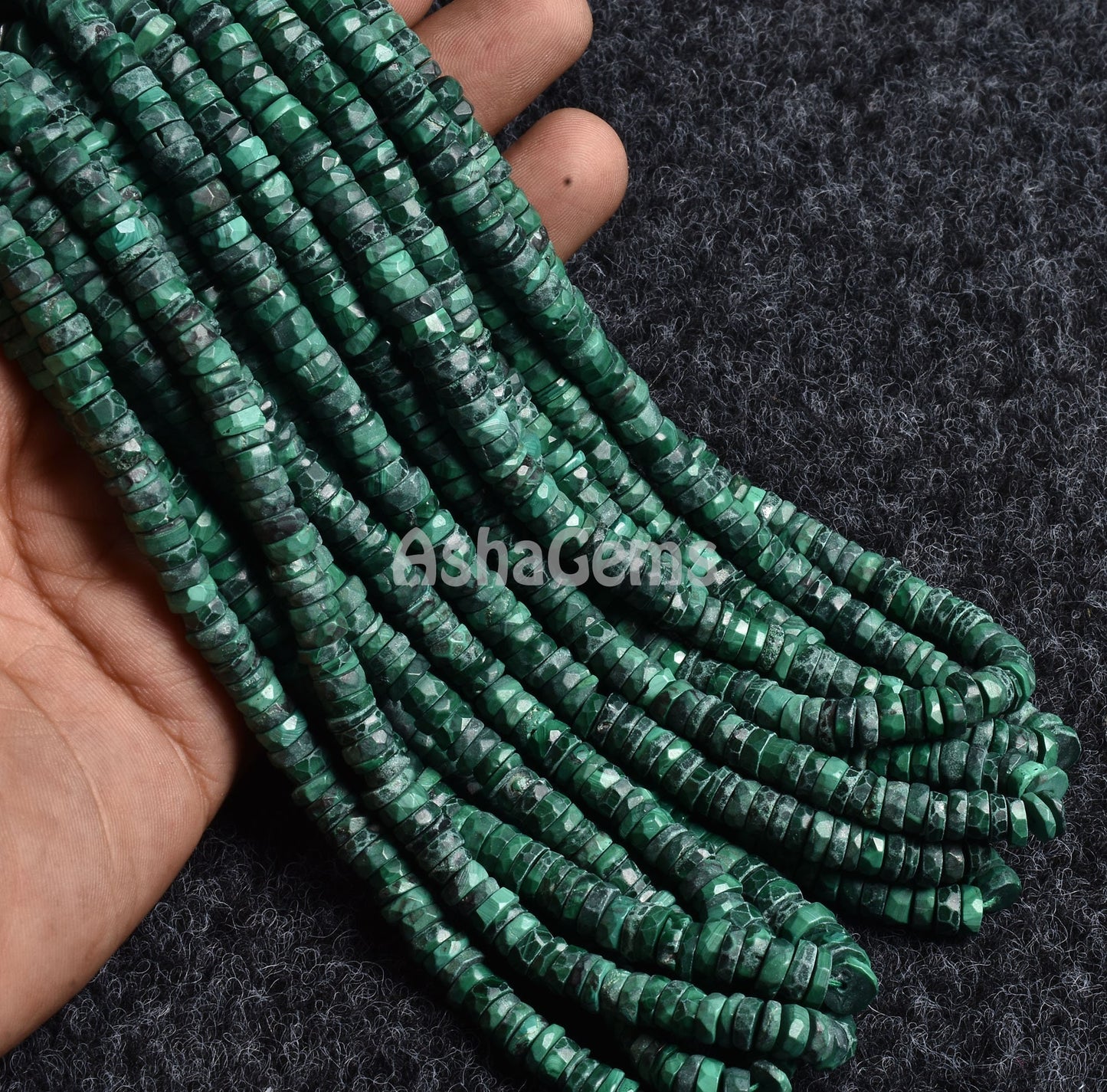 Natural Green Malachite Faceted Tyre Shape Beads,5.5-6mm Malachite Beads, Malachite Wheel Shape Beads Flat Gemstone Heishi Tyre Bead Jewelry