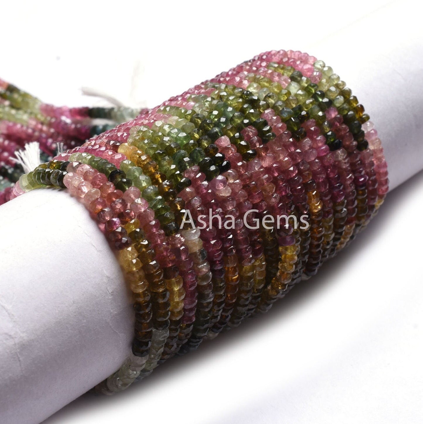 14.5" Strand Multi Tourmaline Faceted Rondelle Gemstone Beads,4mm Shaded Multi Tourmaline Hand Cut Beads, Real Tourmaline Bead Jewelry Sale