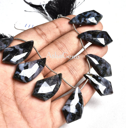 Natural Black Obsidian Fancy Shape Gemstone Beads,8" Strand Fine Black Obsidian Faceted Side Drill Briolette Beads Jewelry Making Craft SALE