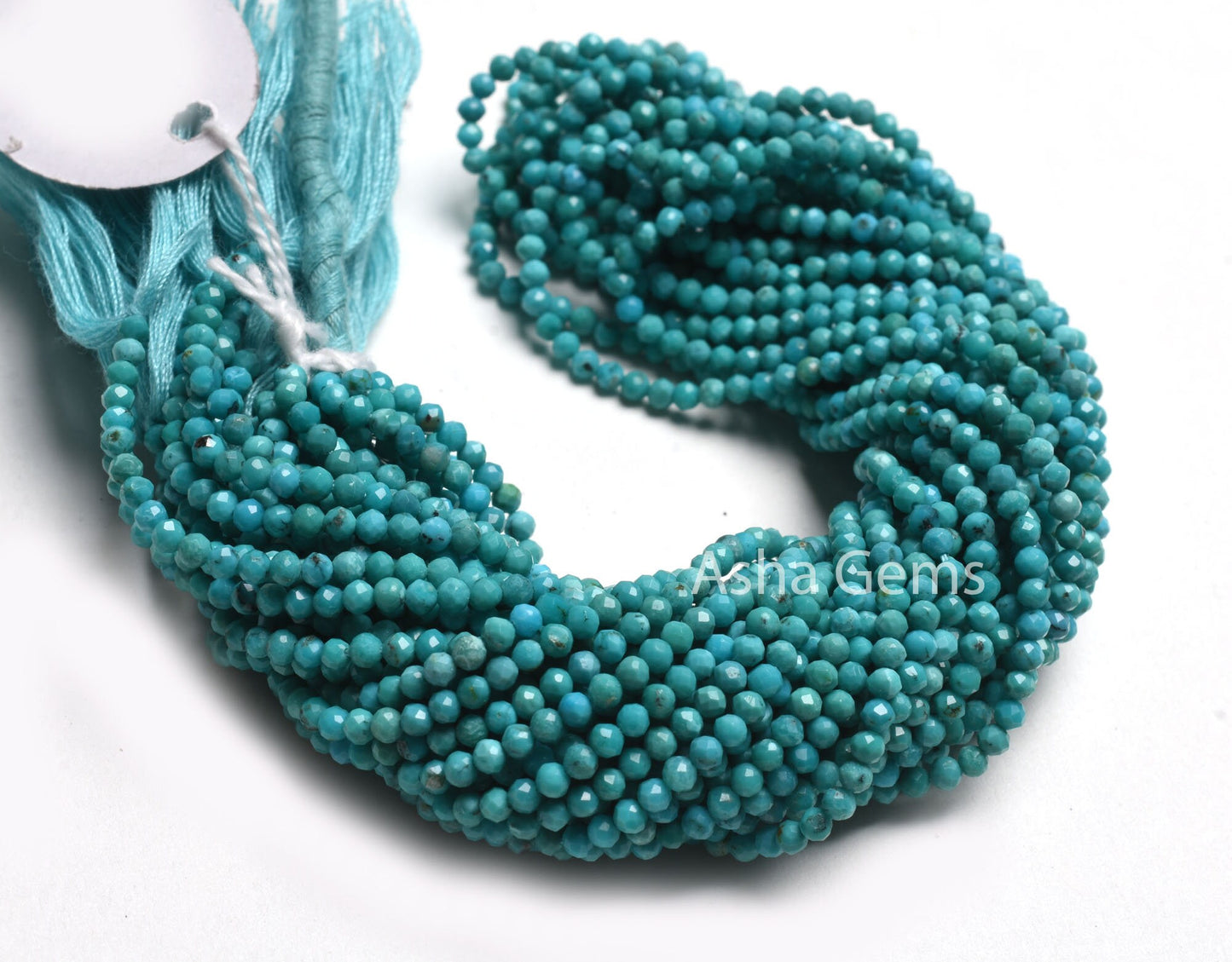 AAA Natural Arizona Turquoise Micro Cut Gemstone Beads,2.5 mm American Turquoise Machine Cut Rondelle Faceted Beads,13" Blue Turquoise Beads
