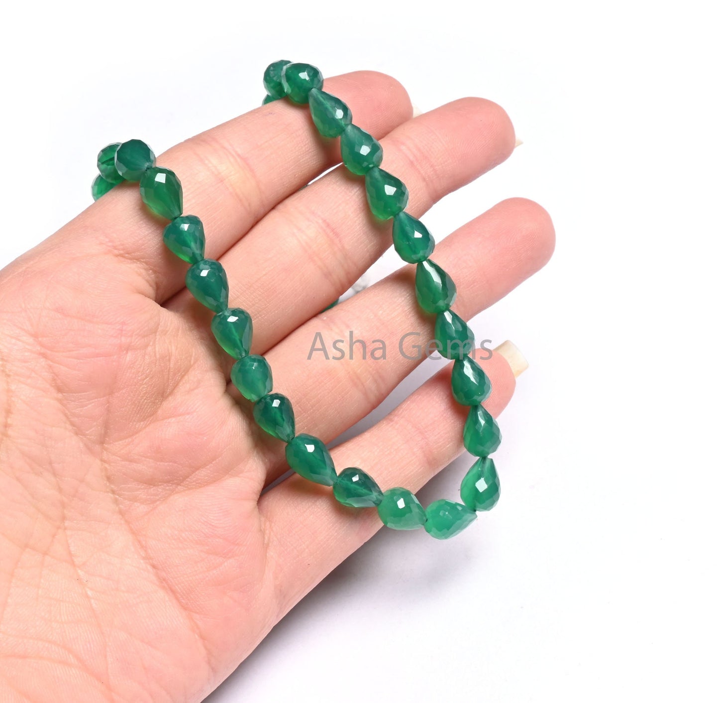 Beautiful Green Onyx Faceted Drops Shape Beads,7-10mm Green Onyx T Drill Drop Beads,AAA Onyx Faceted Teardrop Bead Jewelry Making Craft SALE