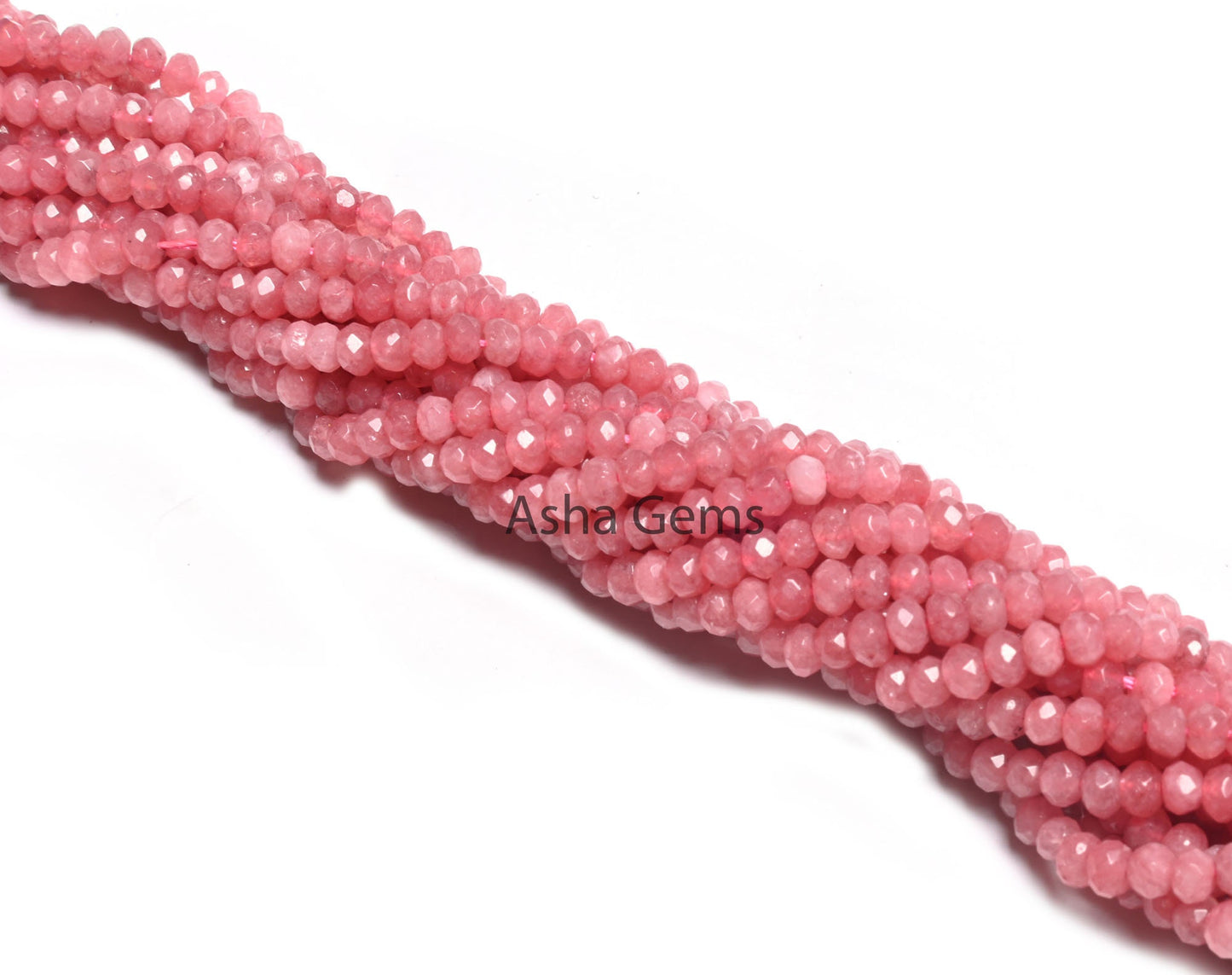Beautiful Pink Jade Quartz faceted Rondelle Shape Beads,4.5mm Fine Jade Quartz machine cut Gemstone Loose Bead For Jewelry Making Craft SALE