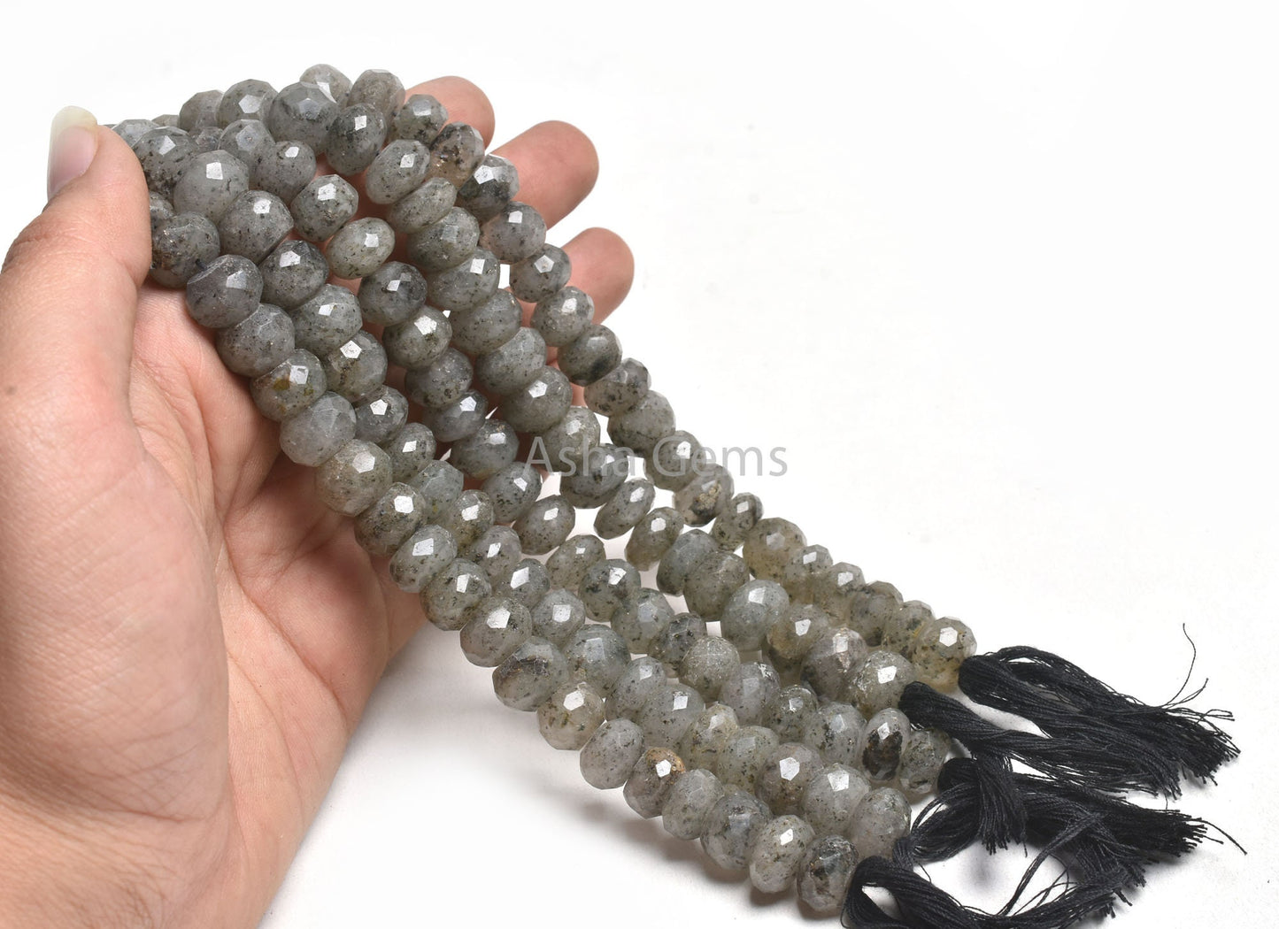 Black Dot Quartz Faceted Rondelle Shape Beads,7"Strand Natural Black Dot Quartz Beads, Quartz Faceted Gemstone Loose Bead Jewelry Craft SALE