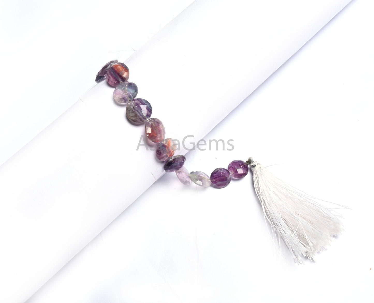 11 mm Natural Purple Fluorite Coin Shape Faceted Gemstone Beads, Rare Shaded Bio Fluorite Coin Briolette Straight Drill Beads Jewelry Making