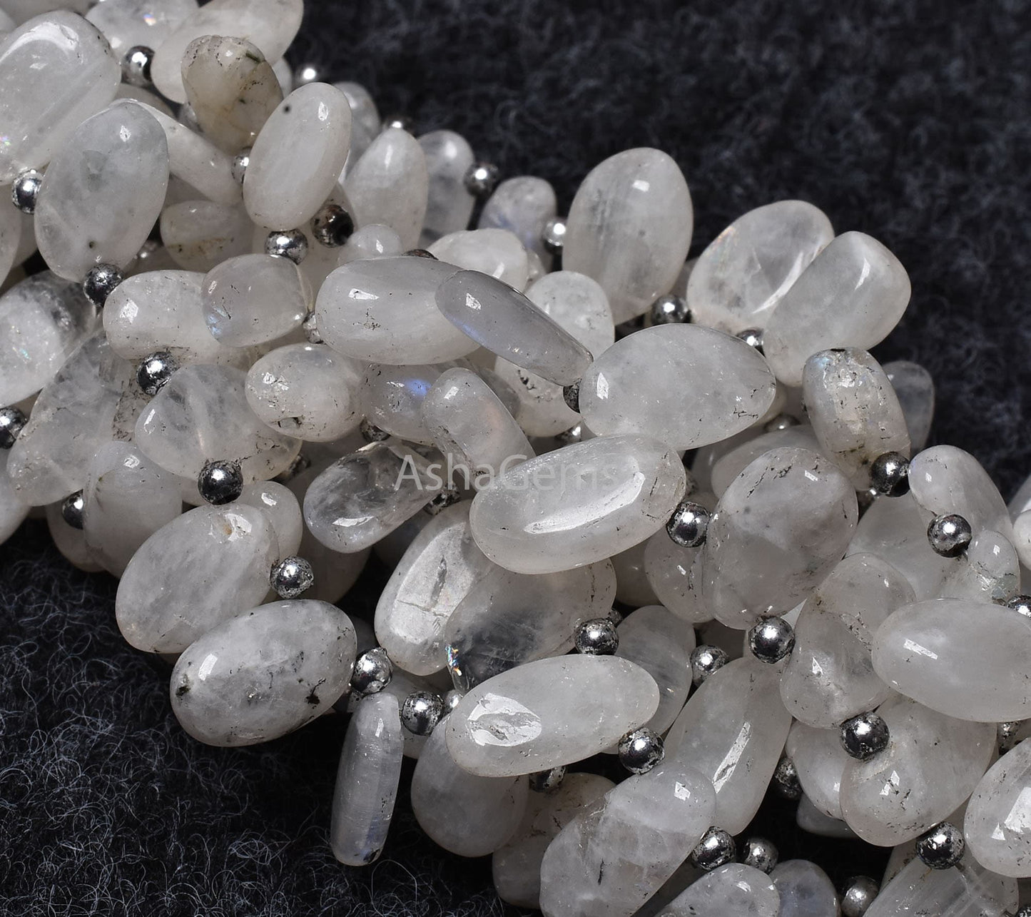 Natural Rainbow Moonstone Smooth Gemstone Beads, Beautiful Uneven Oval Shape Beads Side Drill Oval Beads Blue Fire Rainbow Bead Jewelry SALE