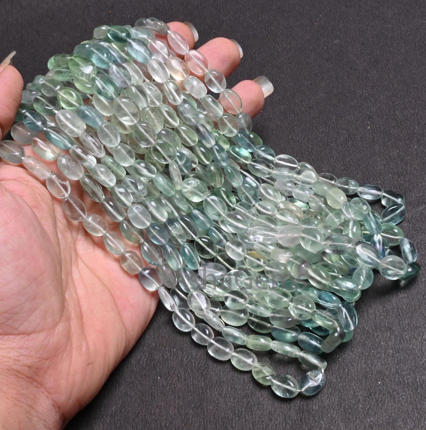 Beautiful Fluorite Smooth Oval Shape Gemstone Beads,8/16" Natural Shaded Green Fluorite Handmade Oval Plain Fluorite Bead Jewelry Craft SALE