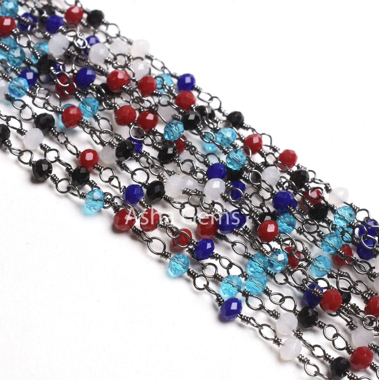 Rosary Chain Disco Micro Cut Beads Chain By Feet,Multi Color Hydro Rondelle Beaded Chain Black Plated Wire Gunmetal Chain jewelry Craft SALE