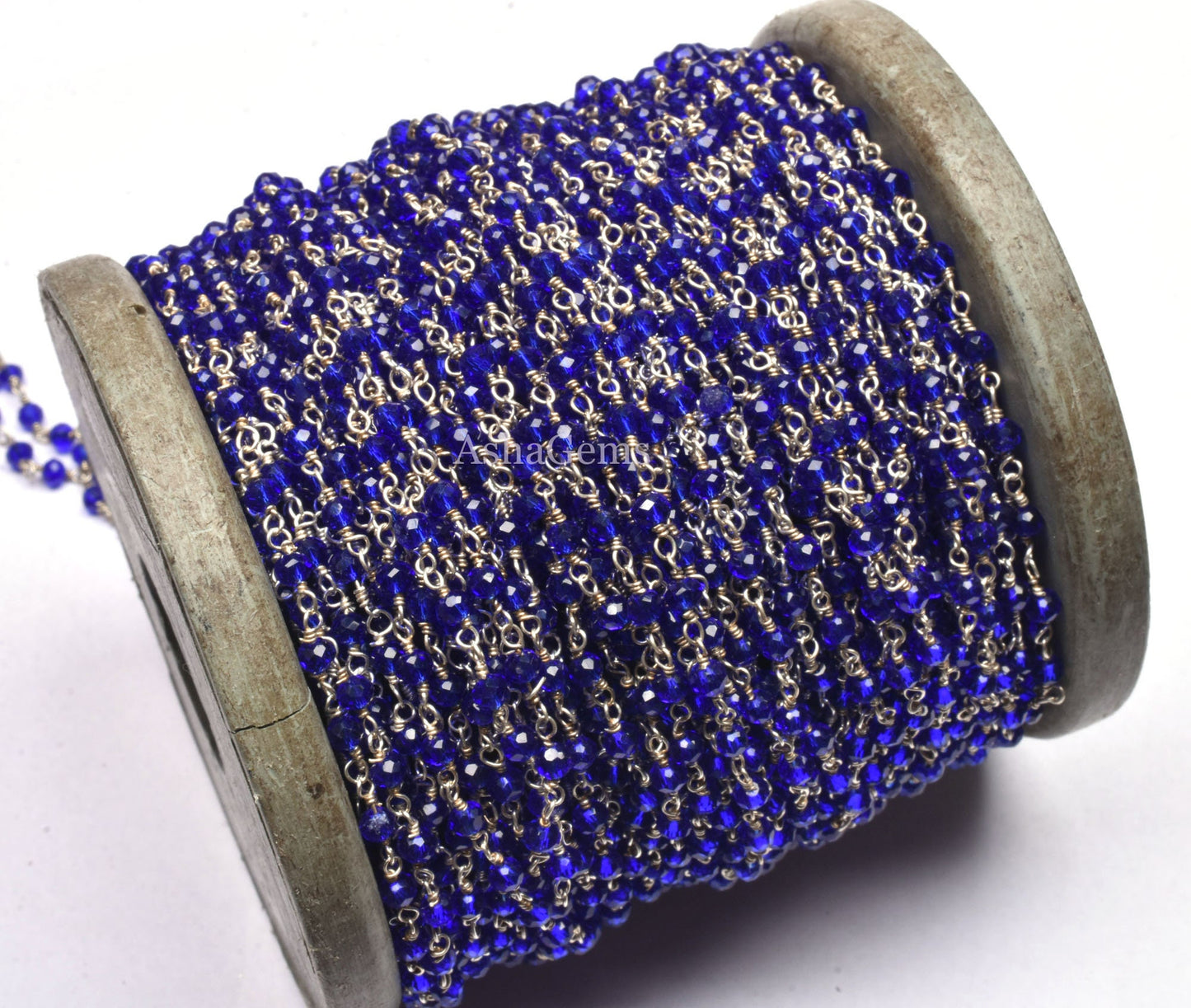 beautiful Royal Blue Quartz Hydro Faceted Rondelle Beads Chain 1,5,10,50 Ft. Silver Plated Rosary Chain Wire Roll Chain For Jewelry makings