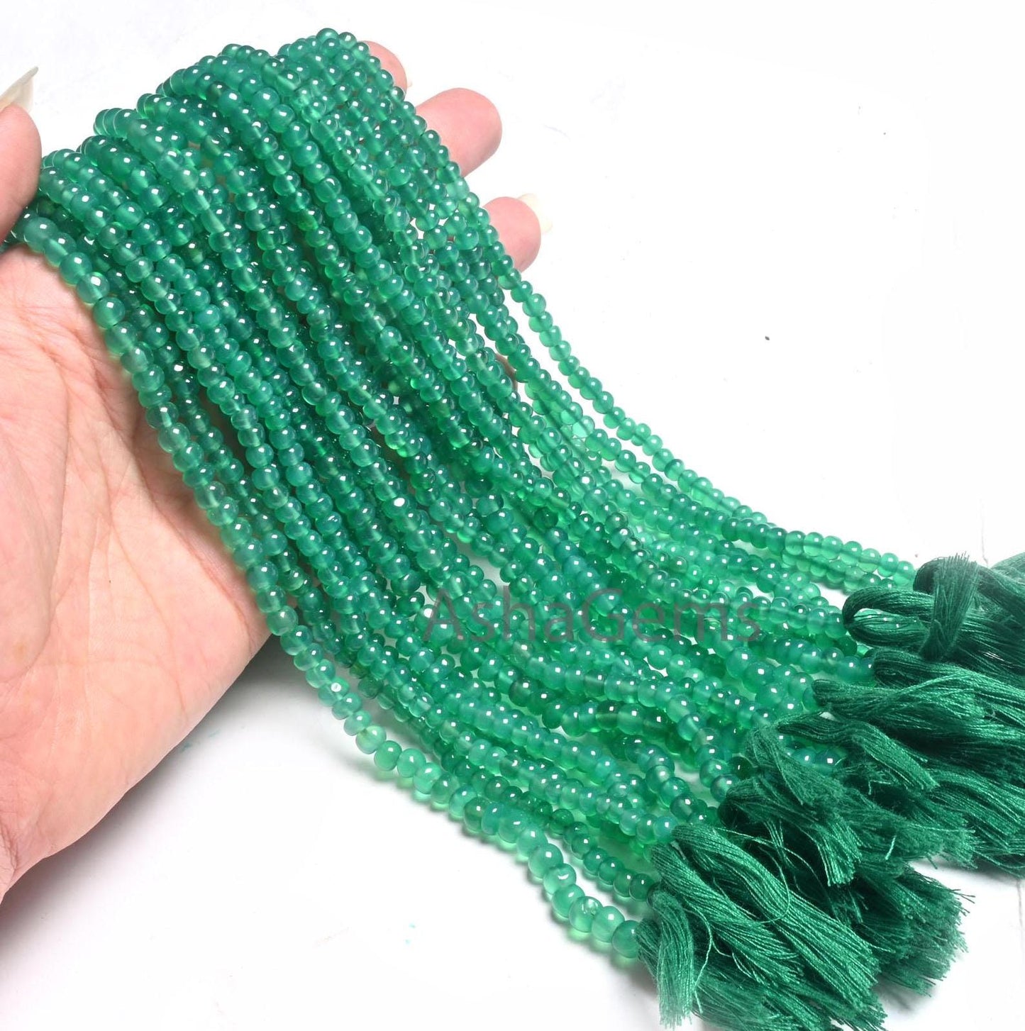 Natural Green Onyx Smooth Rondelle Shape Handmade Beads,12.5" Fine Green Onyx Beads, Onyx Rondelle Gemstone Loose Beads Jewelry making Craft