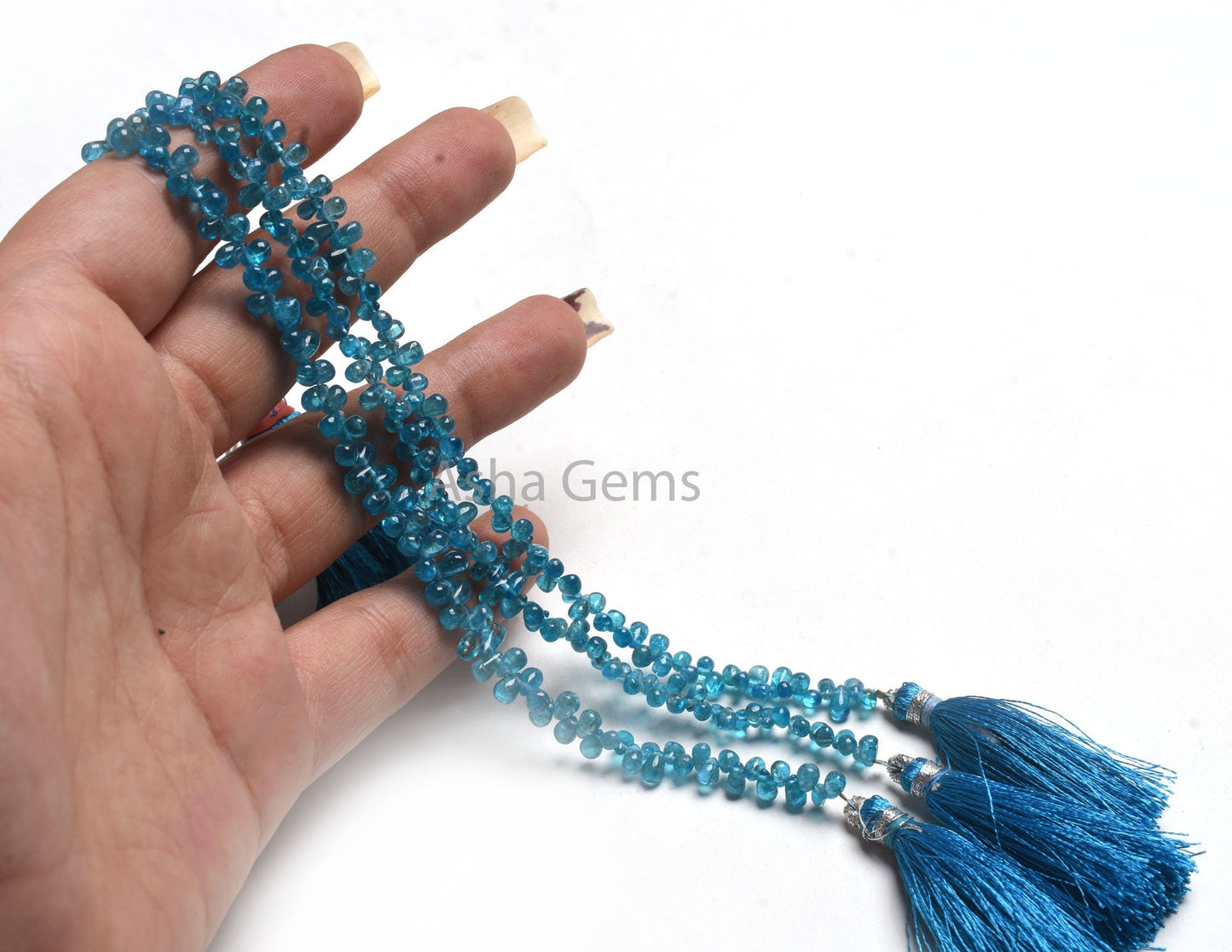 Neon Blue Apatite Smooth Drops Gemstone Beads,3-5.5 mm Apatite Plain Tiny Teardrop Gemstone Briolette Beads, Neon Apatite Beads Jewelry SALE