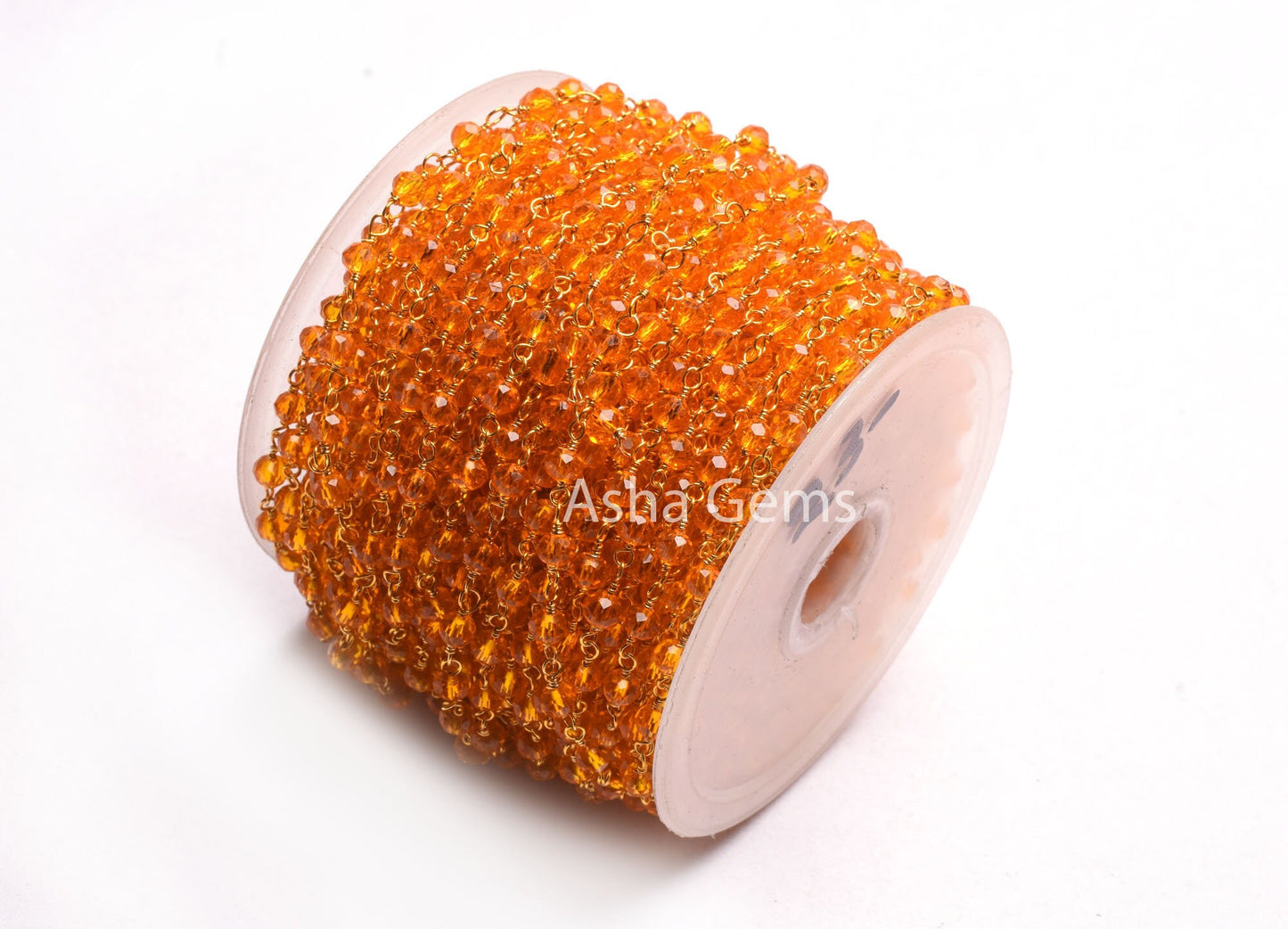 Gold Plated Wire Beaded Rosary Chain 1,5,25,50 Ft Orange Fanta Stone Hydro Beads Chain Bulk Supply Jewelry Making Beads Chain For Crafts