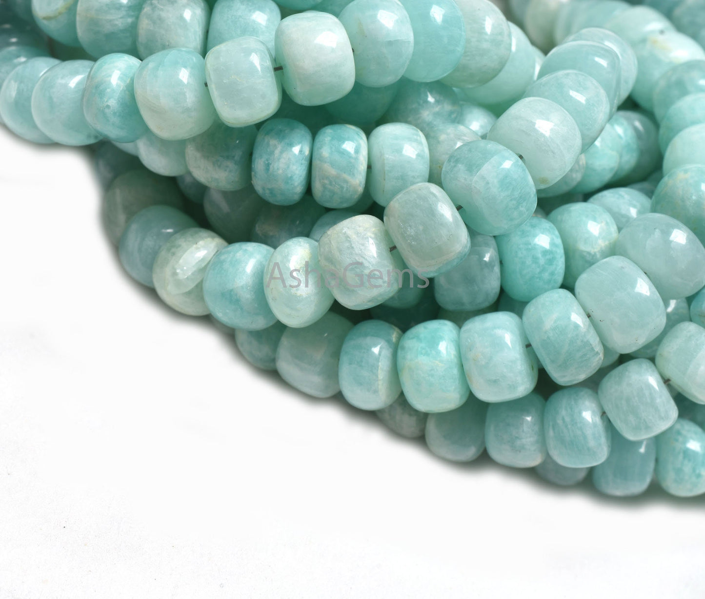 Beautiful Amazonite Smooth Rondelle Beads,7" Natural Blue Amazonite Handmade Roundelle Gemstone Loose Bead, Fine Amazonite Bead Jewelry SALE (AG 12140 )
